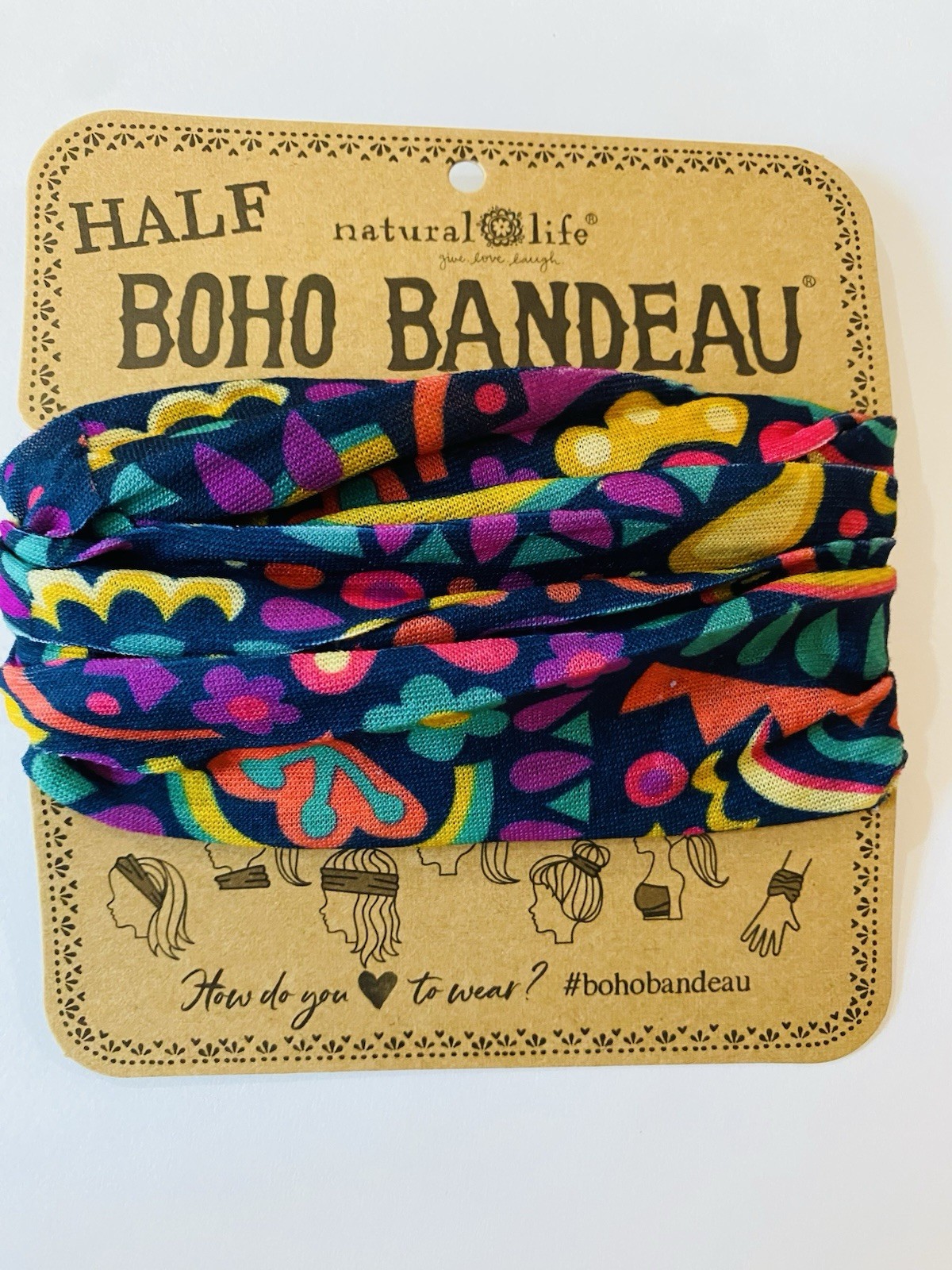 Natural Life Boho Bandeau Half headband Buff Medium Pretty floral karma Bright