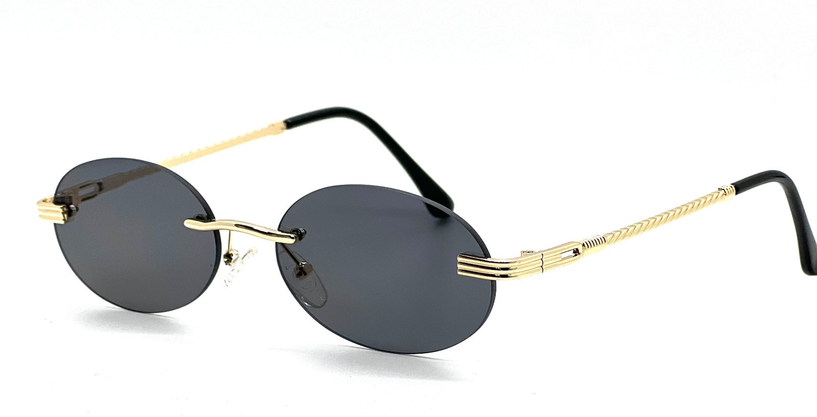 Vintage Gold Frame Rimless Luxury Men’s Hip Hop Clear Lens Retro Fashion Glasses