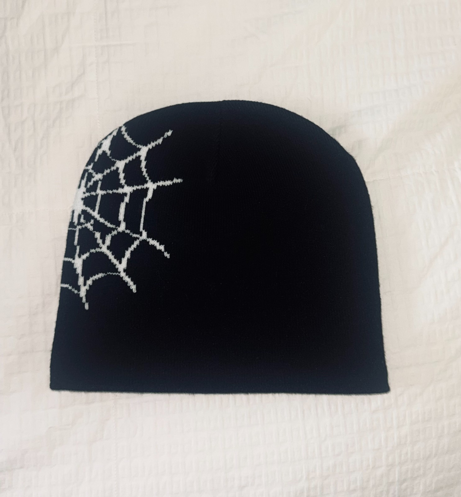 Gray Visions Spider Web Knit Gothic Beanie Black White Goth Y2K Streetwear NWOT
