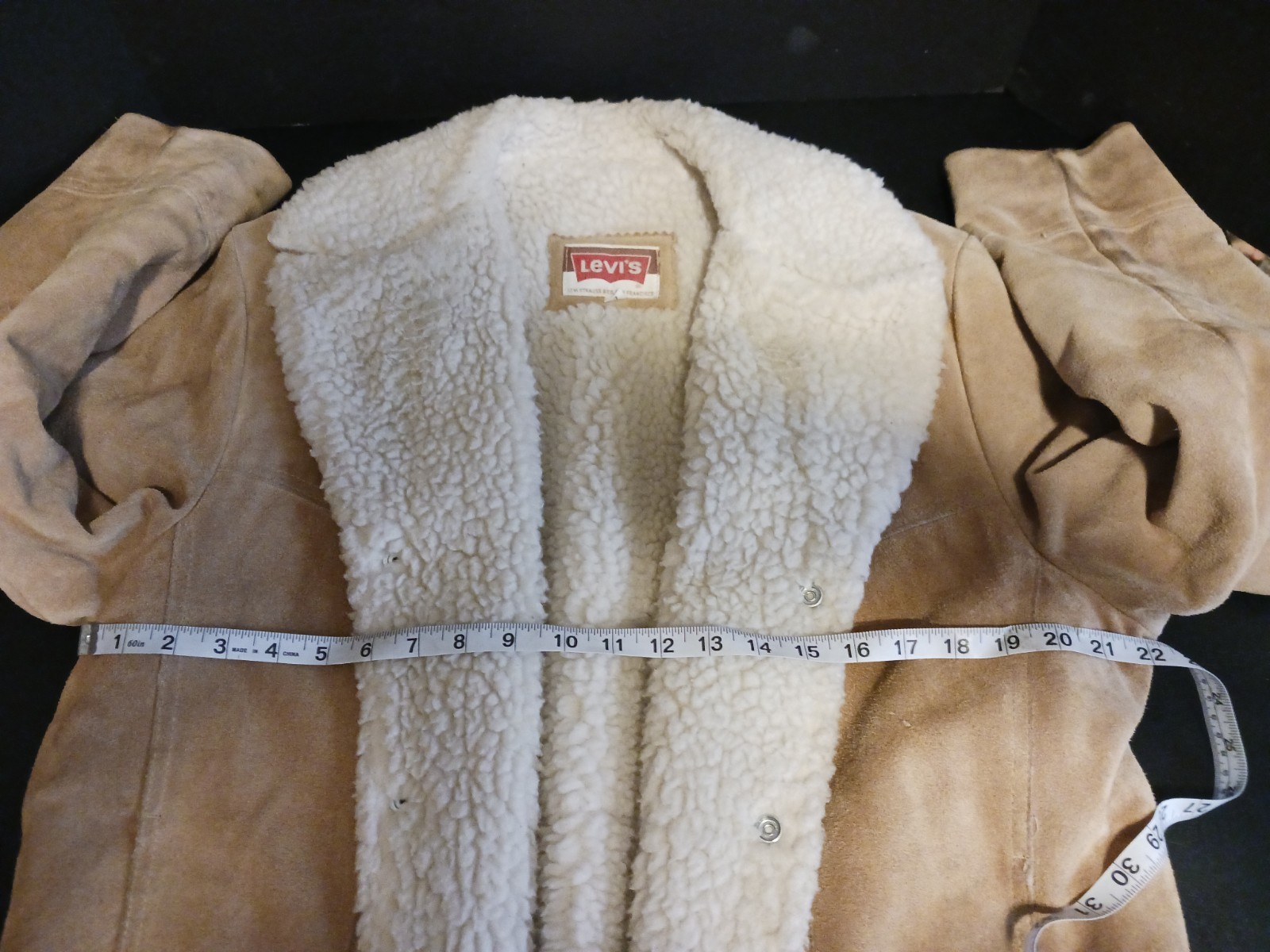 Vintage Levis Suede Cowhide Leather Western Sherpa Jacket Brown Tab Mens L Rare!
