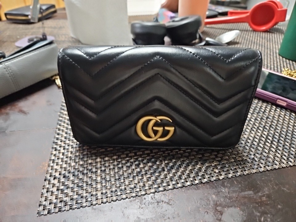 Gucci Marmont Black Leather Clutch