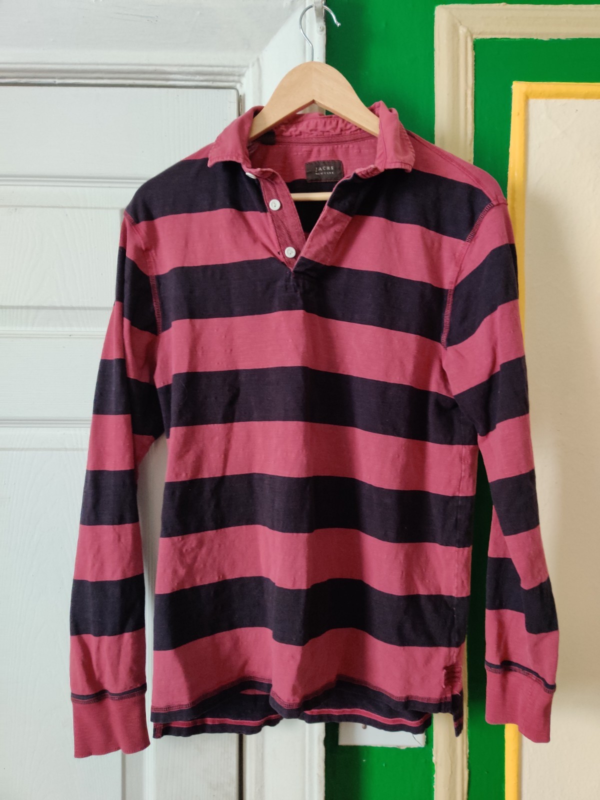 Jachs rugby striped shirt M crimson and black stripes