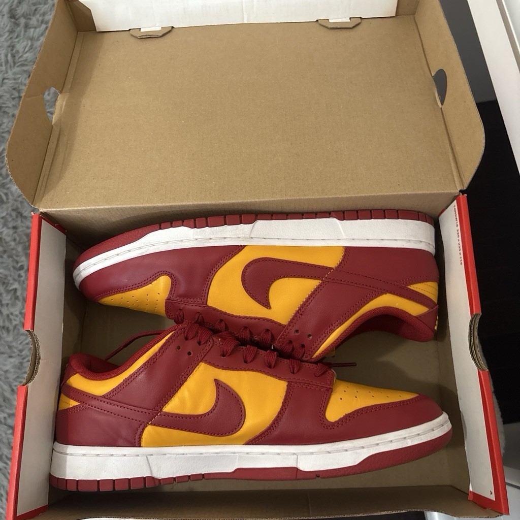 Nike Dunk Low USC Midas Gold/Tough Red/White Leather Men’s 2022. OG box