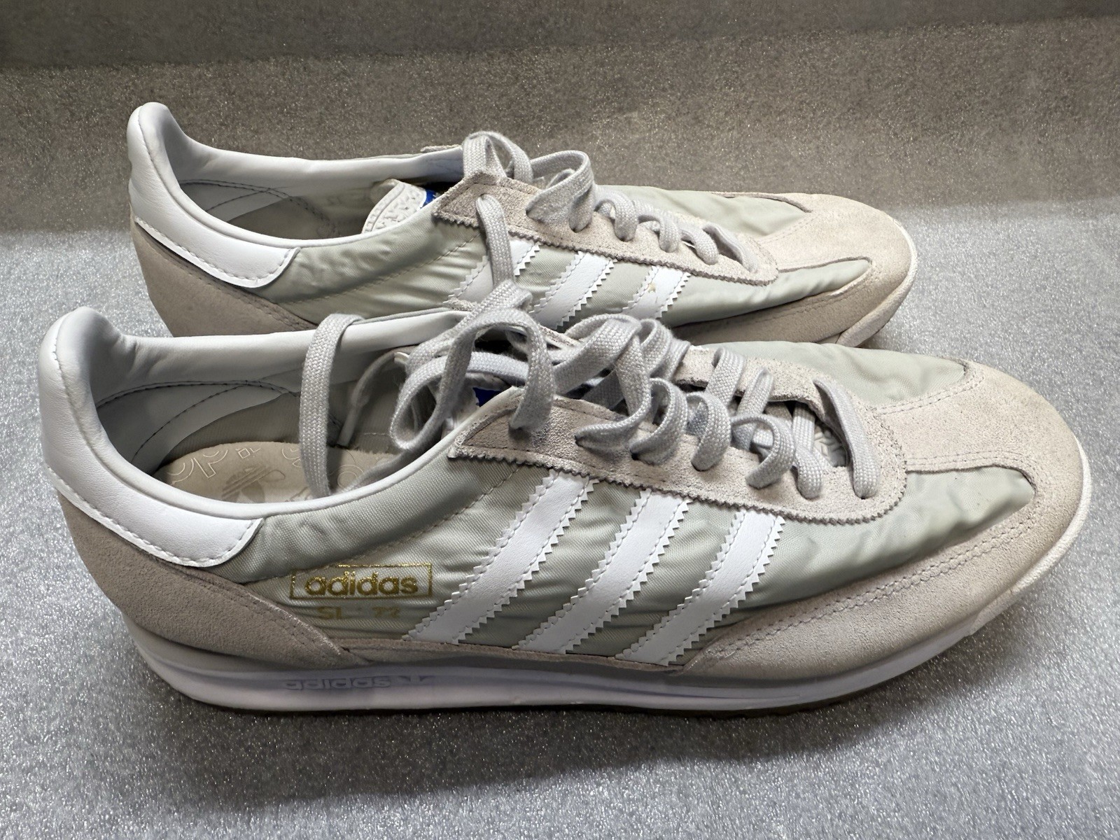 Adidas SL 72 RS sneakers in the “Grey One, Cloud White, Crystal White, US 12
