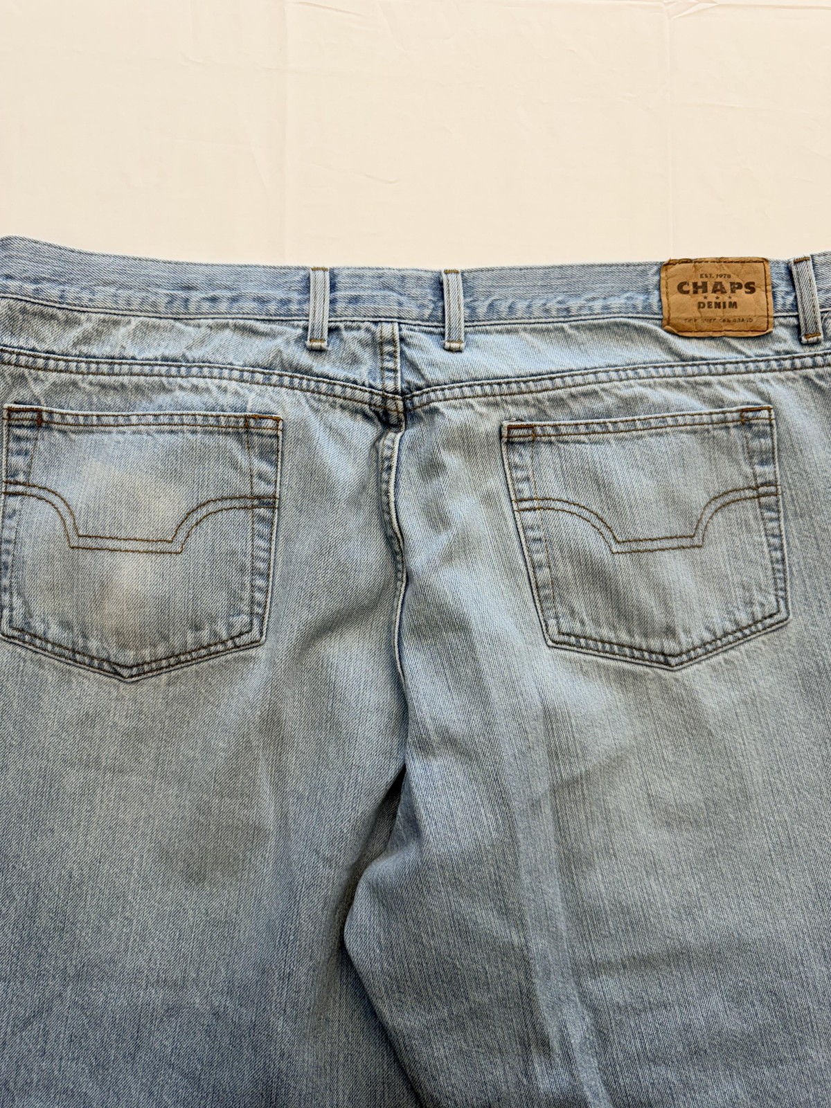 Chaps 985 Jeans Mens 42×30 Light Wash Blue Relaxed Straight Leg Denim Pants