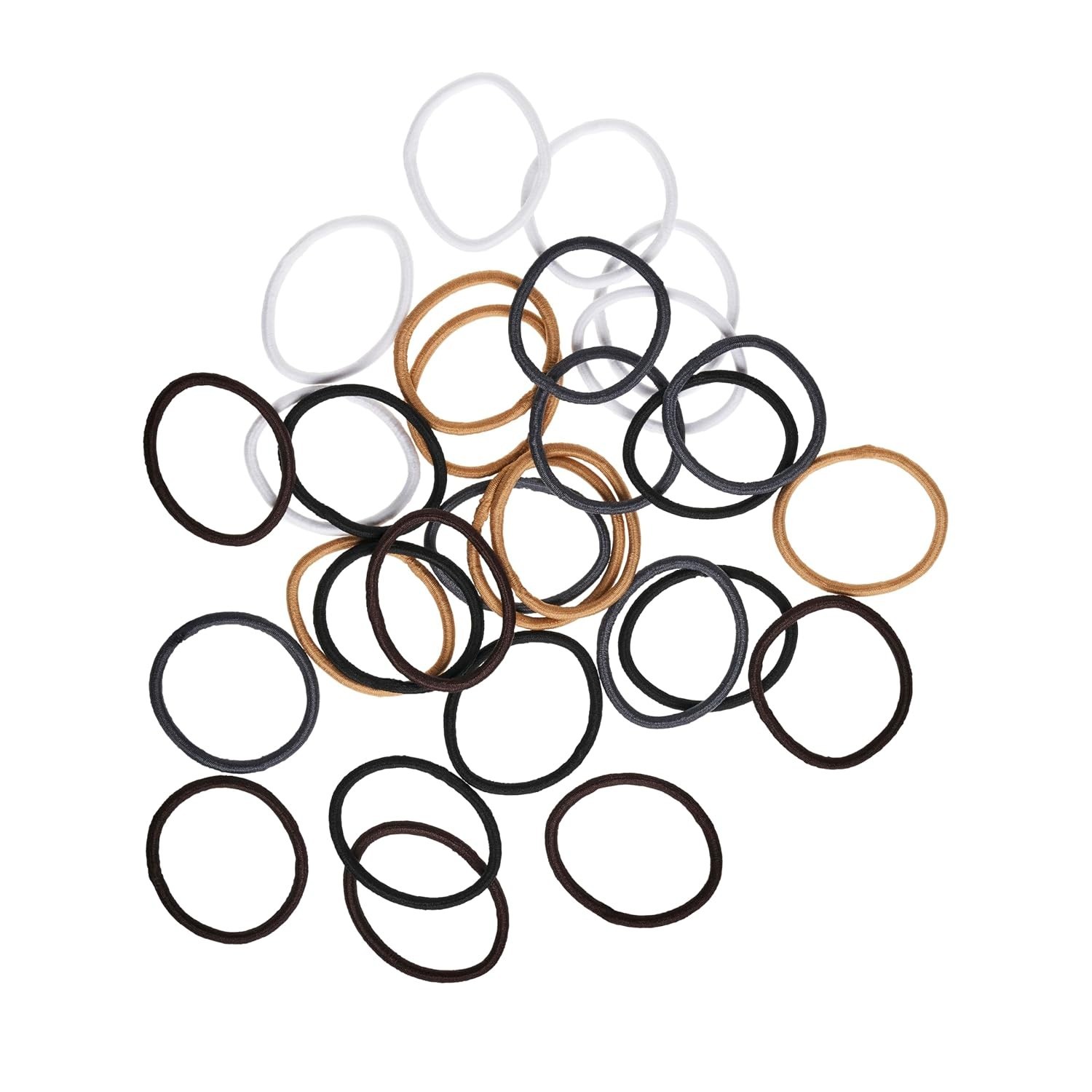 Ouchless Elastic Hair Ties – 30 Ct Assorted Neutrals, Perfect for All Hair Types