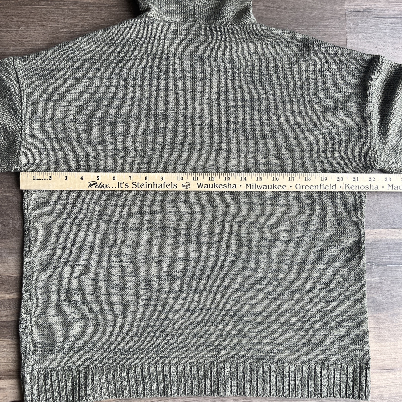 Marled Reunited Knitted Pullover Hoodie Sweater Weather Olive Green Large
