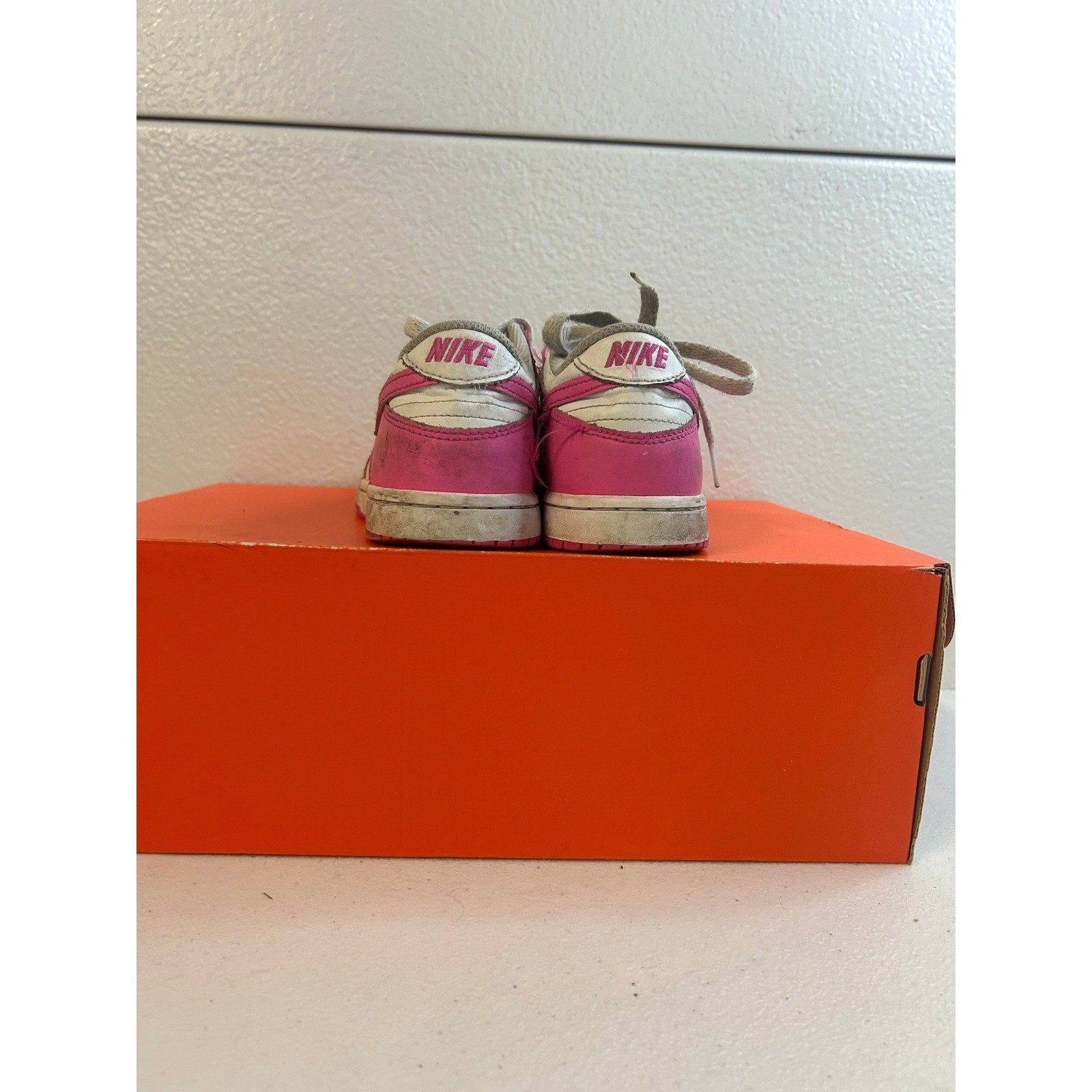 Nike Dunk Low Kids Pink White Sneakers 2Y #1785