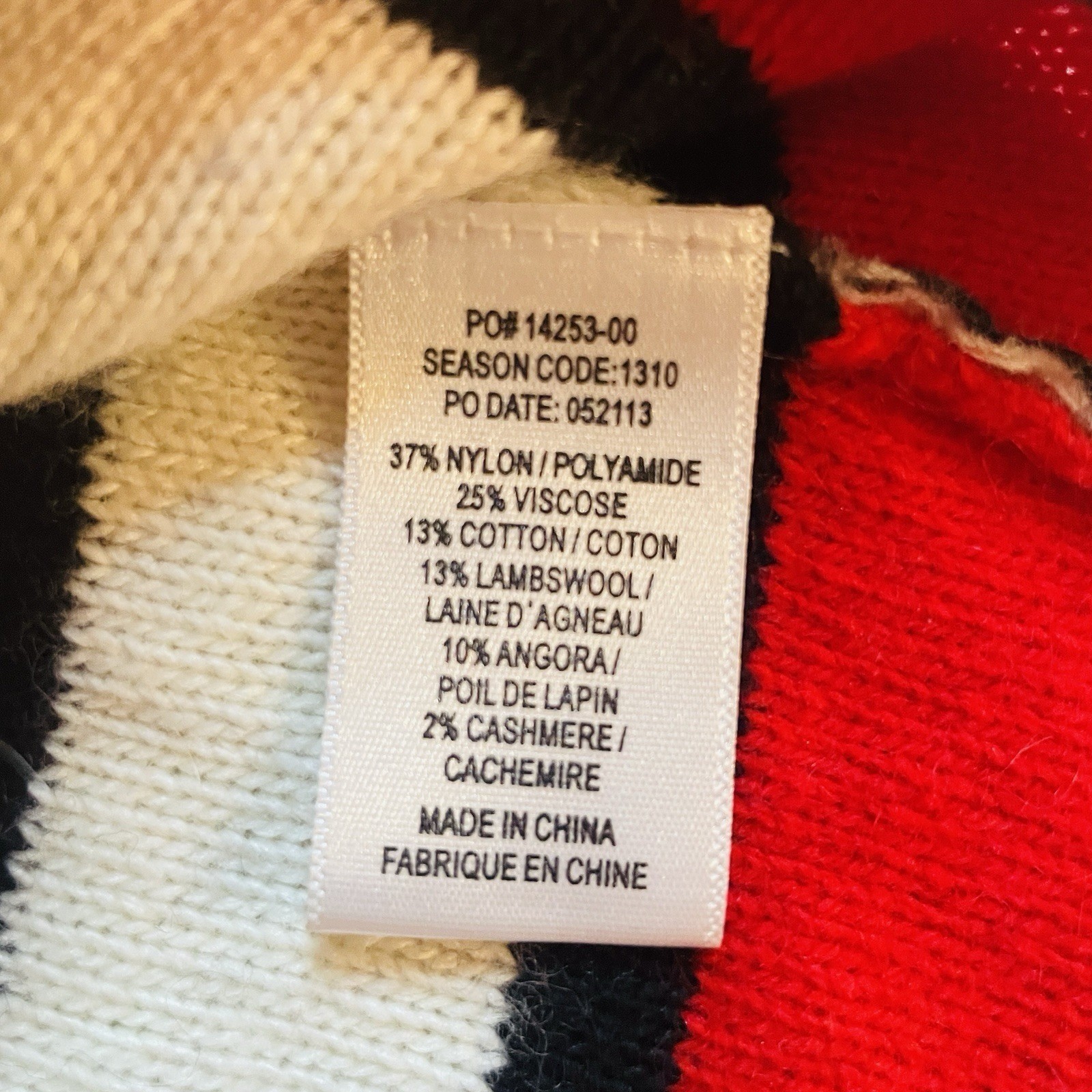 Splendid Striped Sweater Womens Large Red Colorblock Wool Angora Cashmere Knit