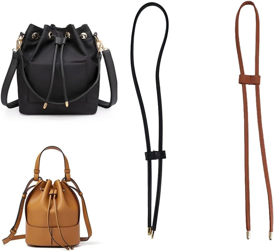 2 Pack Bucket Backpack Drawstring Detachable Leather Strap Cord Pull String for