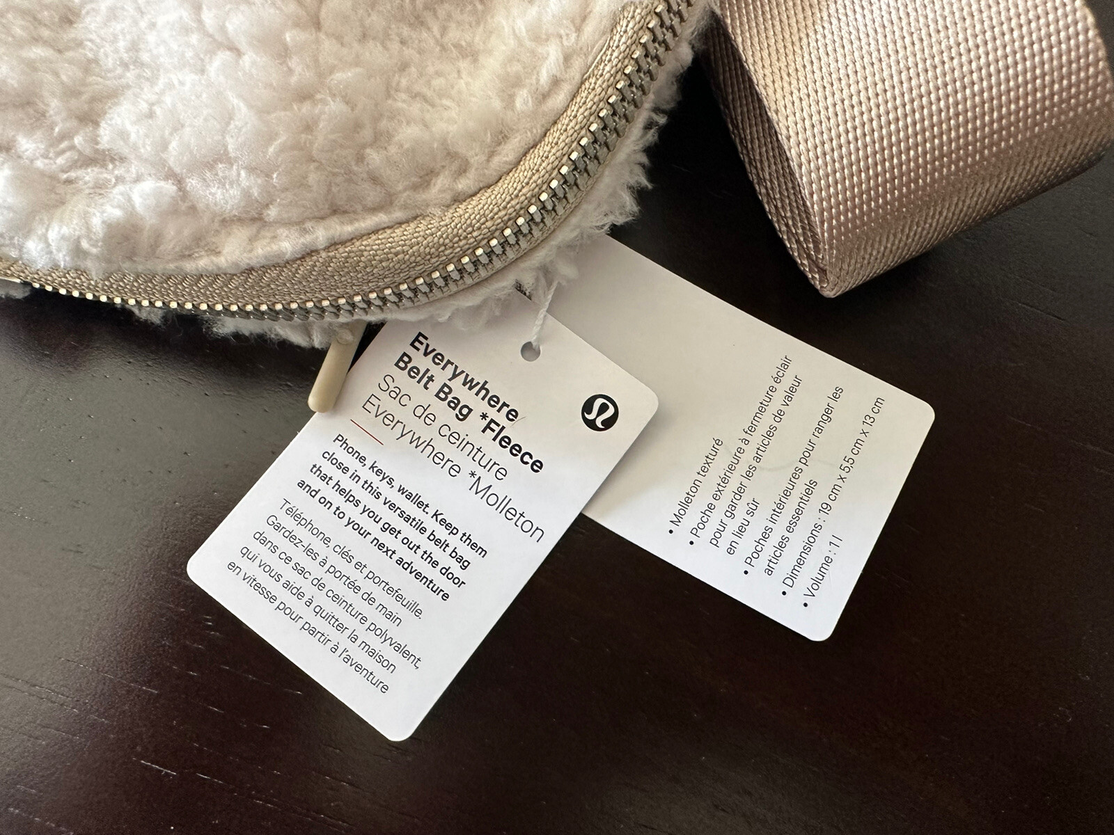 Sealed- Lululemon Everywhere Fleece Belt Bag Natural Light Ivory Trench Fur