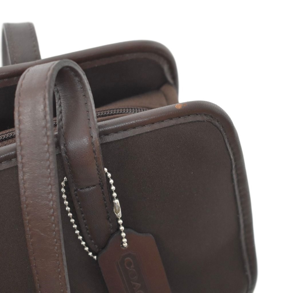 Coach Tote Bag Brown Canvas Ladies Handbag Logo Charm AB Condition 10×11.6in