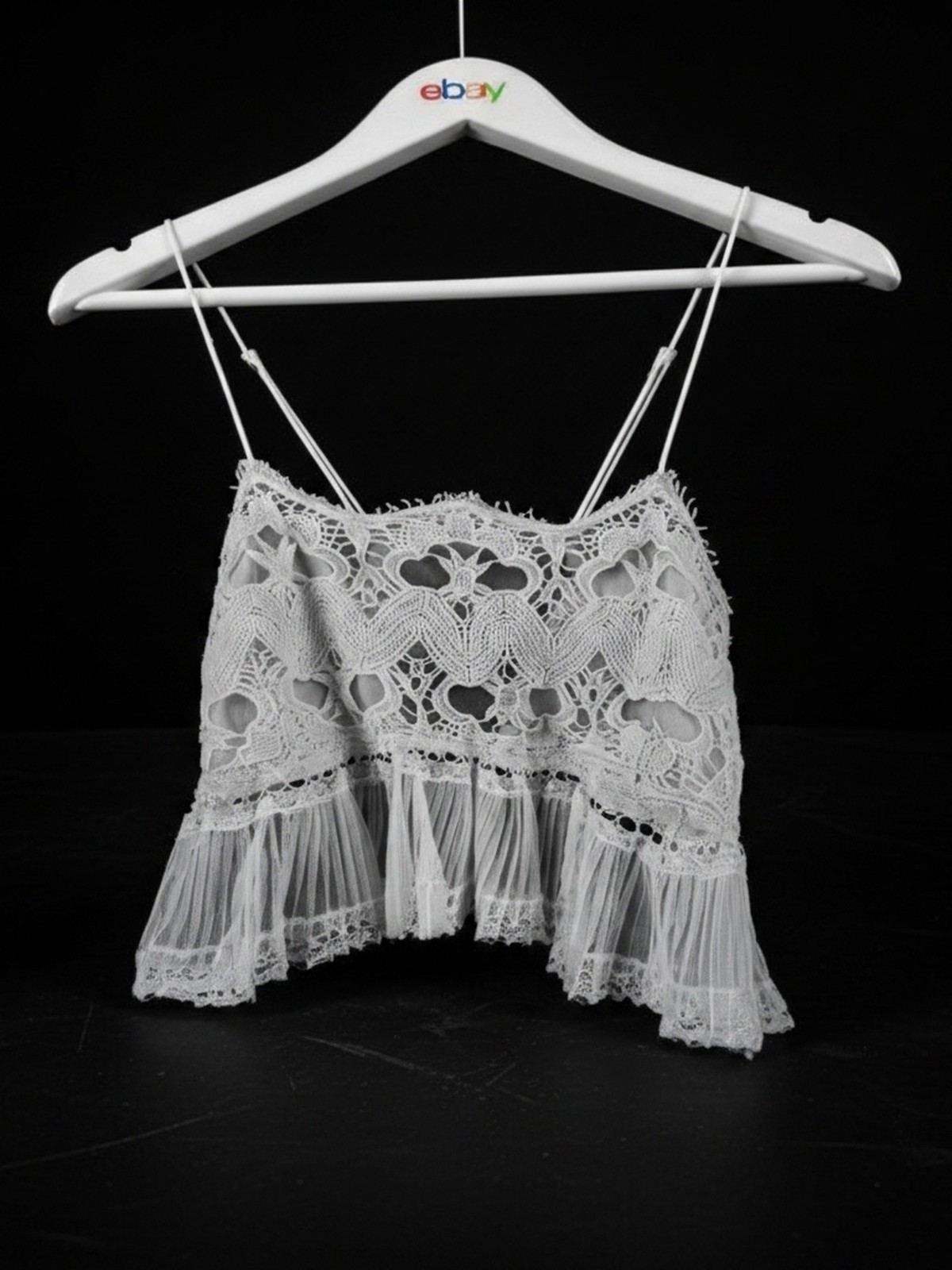 Free People FP One Intimately Azami Backless Brami Crop Top White Lace Cami Med