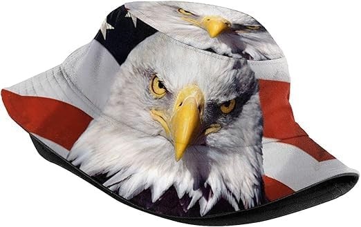 American Flag Bald Eagle Bucket Hat for 4th of July – Packable Sun Hat for Me…