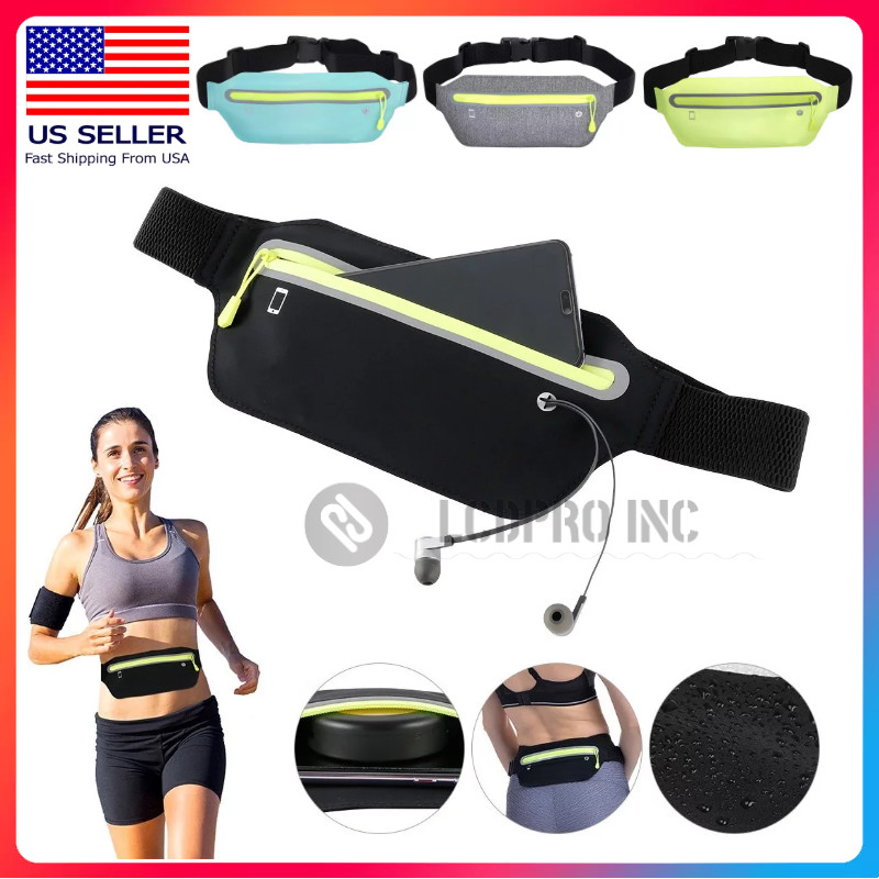 Waterproof Sport Runner Waist Bum Bag Running Jogging Belt Pouch Zip Fanny Pack