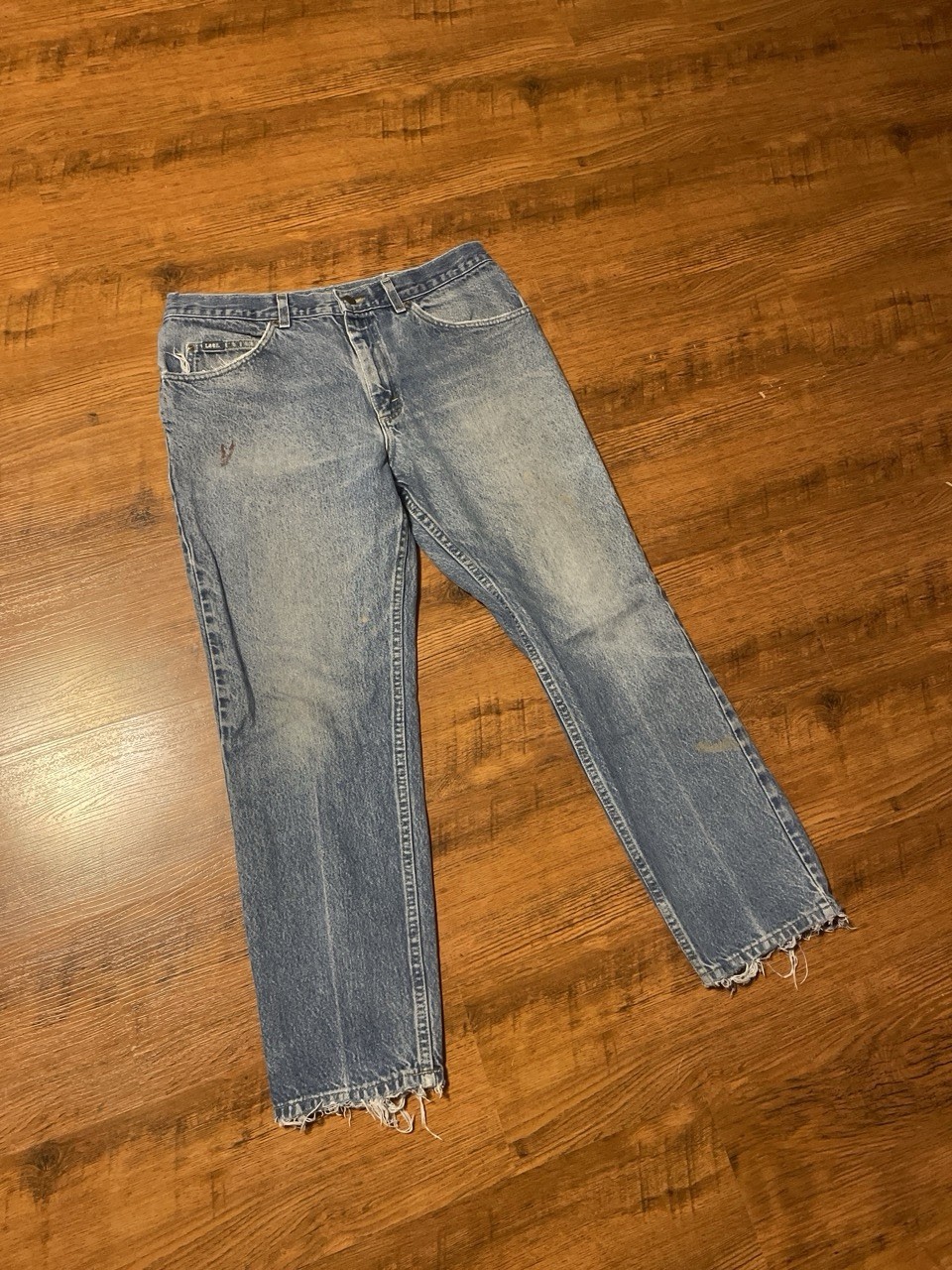 Vintage Lee Paint Splatter Blue Straight Jeans