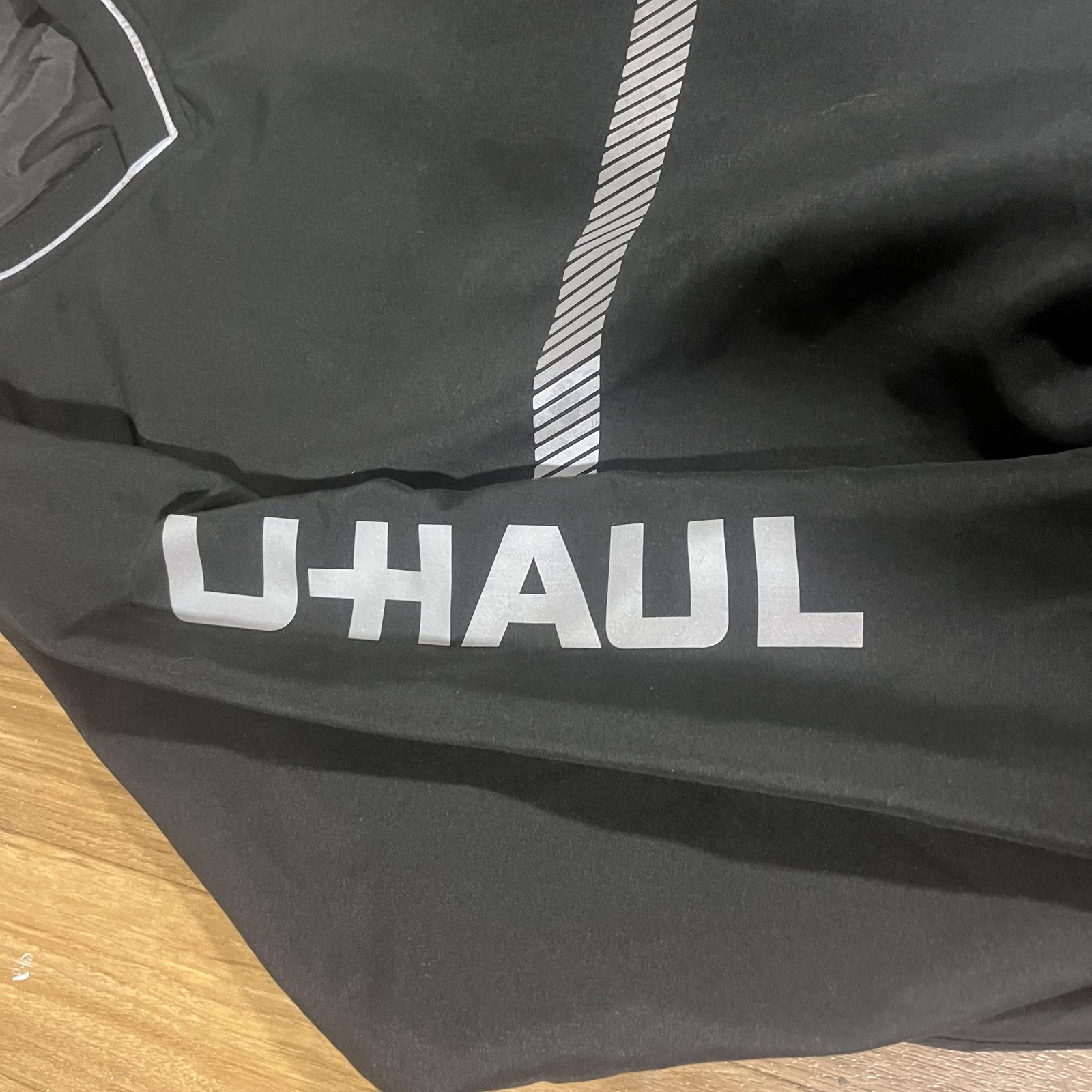 Vintage U-Haul Work Jacket Mens Medium Black Windbreaker Reflective Uniform
