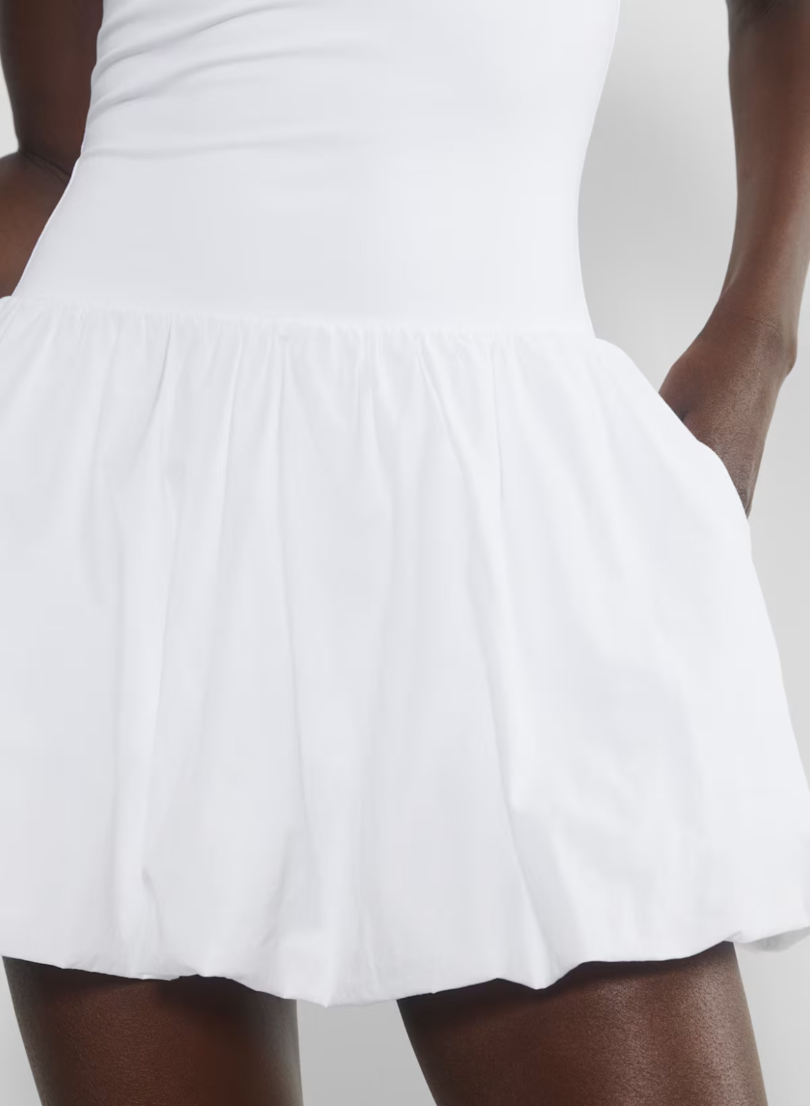 NEW Aritzia Babaton Optimist Contour Cotton Poplin Fit Flare Micro Dress White L