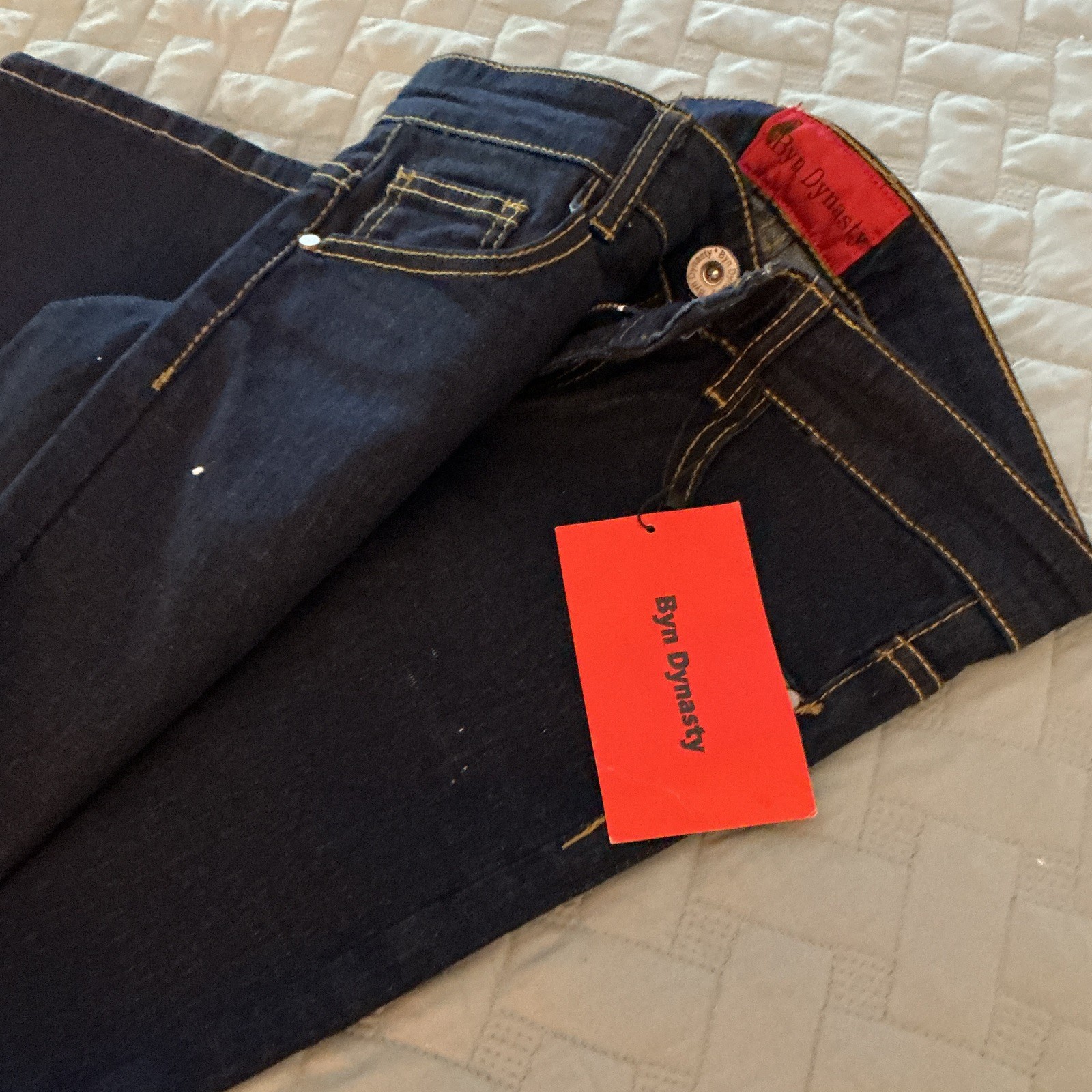 Byn Dynasty Men’s Indigo Dark Wash Straight Fit Cotton Denim Jeans, Mid Rise