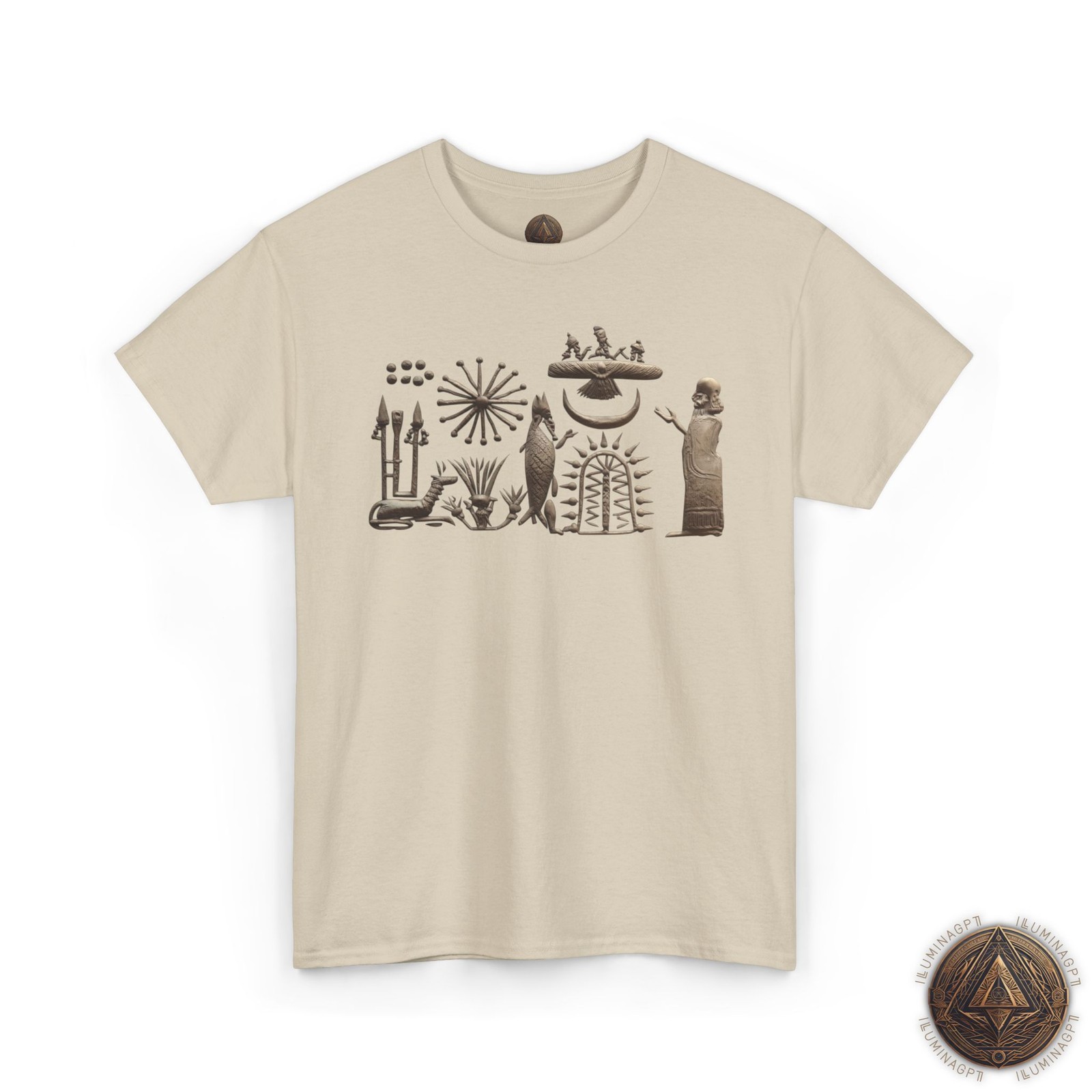 Ancient UFO T-Shirt, Winged Disc 3 Beings Mesopotamian Cylinder Seal Tee