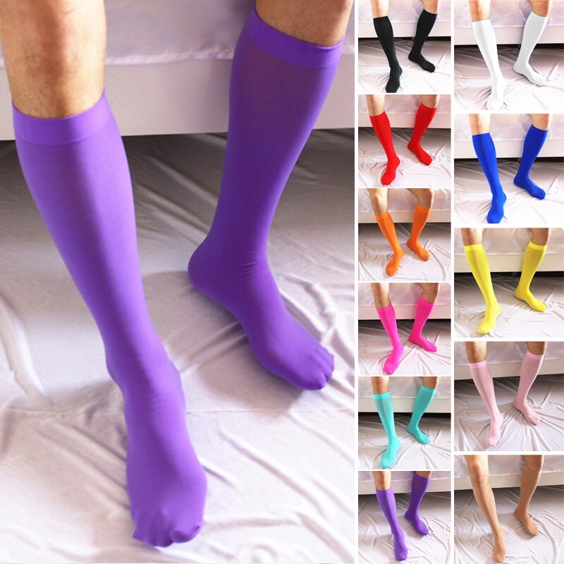 Men Sexy Sheer Business Dress Thin Socks Knee Brace Thigh High Stocking Hosiery✔