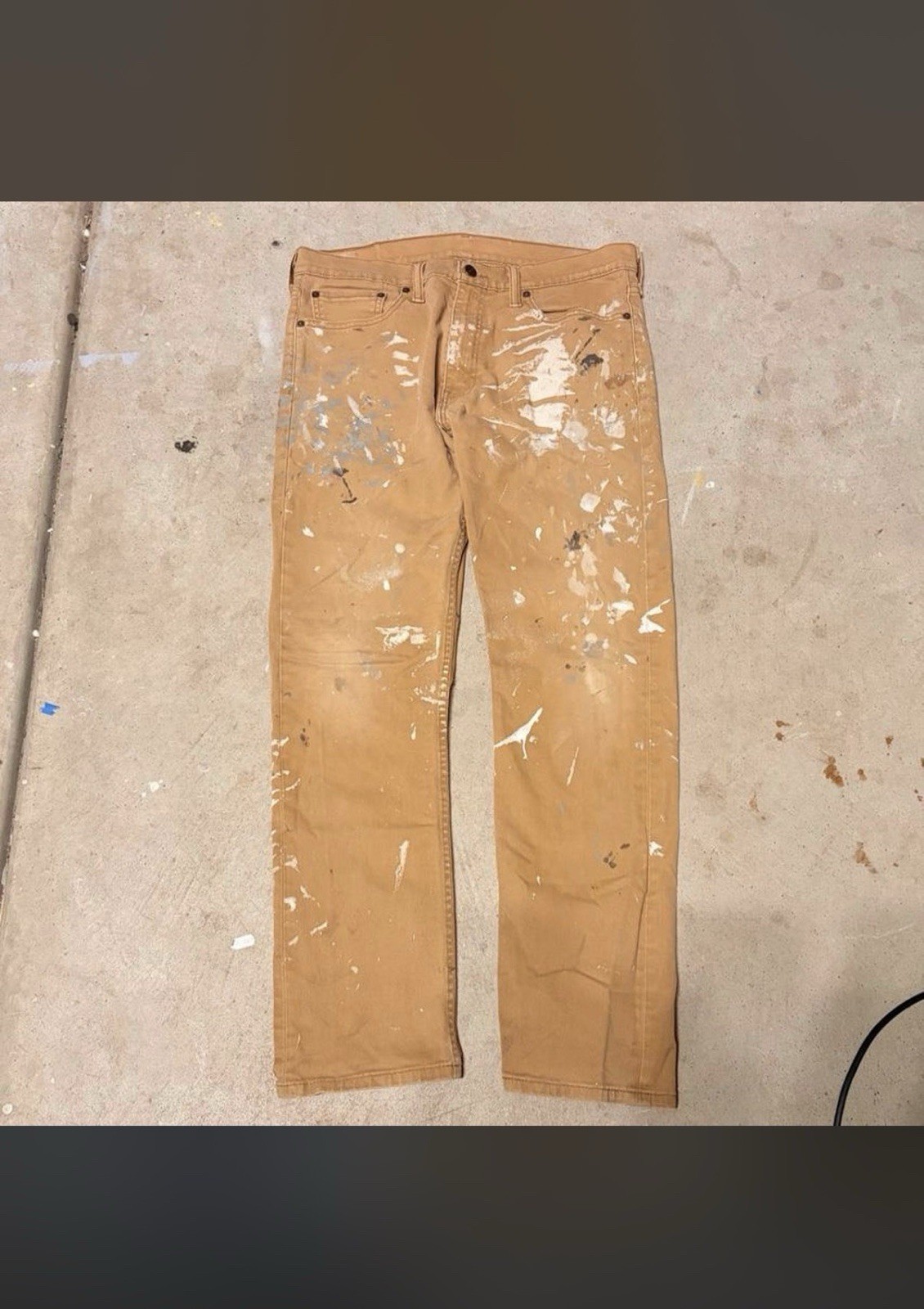 Paint Splattered Levi’s 513 Tan Pants 34×32