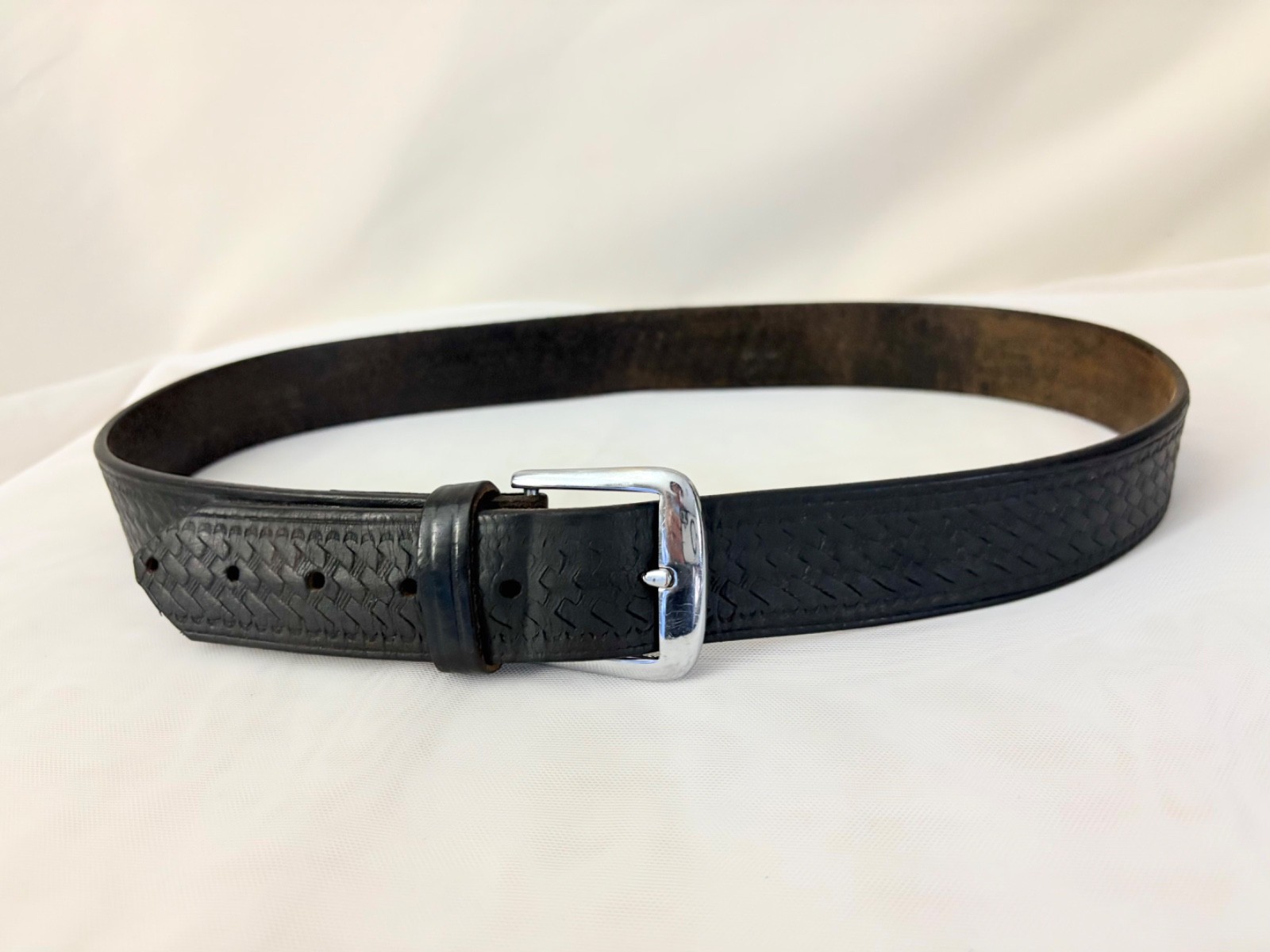 Dutyman Belt Woven Leather Black 1-3/8” Wide Fits to 37″