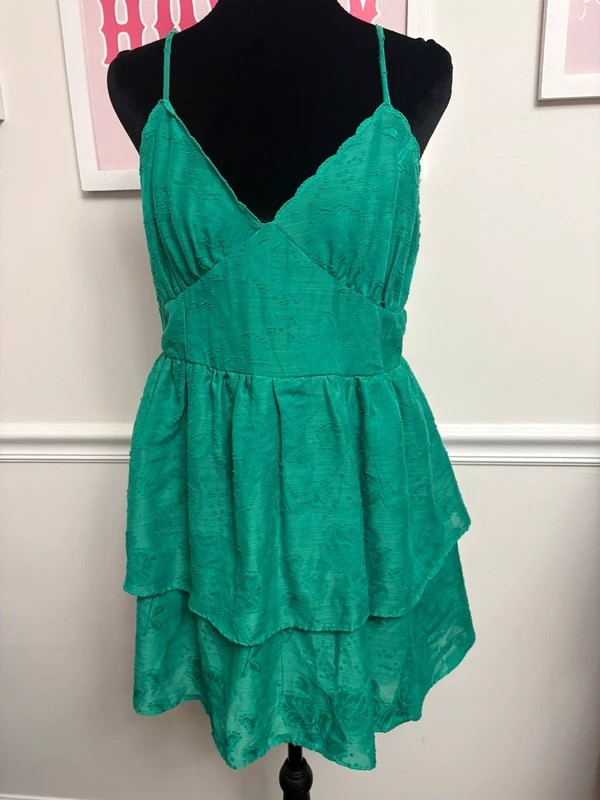 Green Layered Mini Dress Size Large
