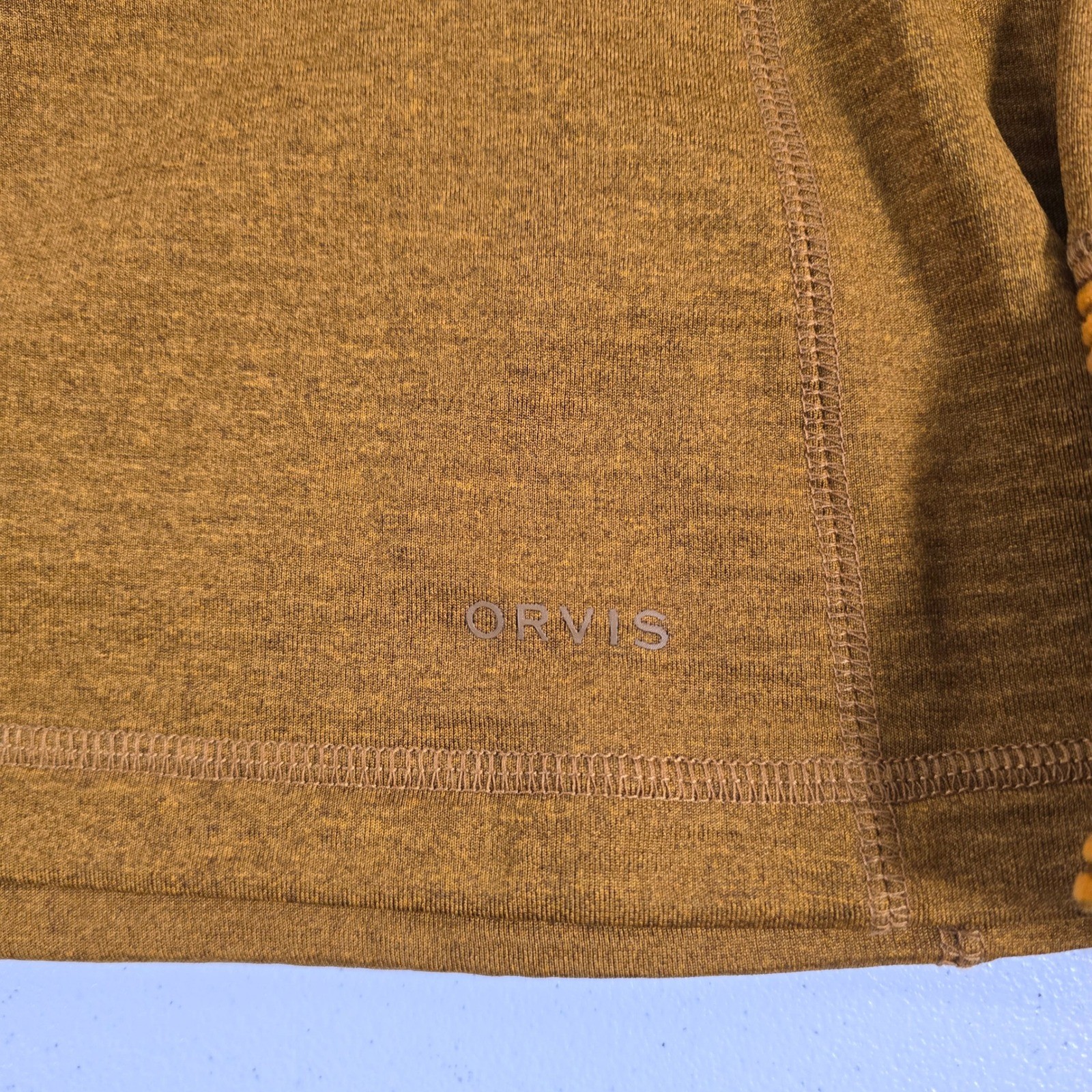Orvis Mens Amber Marled Quarter Zip Fleece Pullover Long Sleeve Size Small