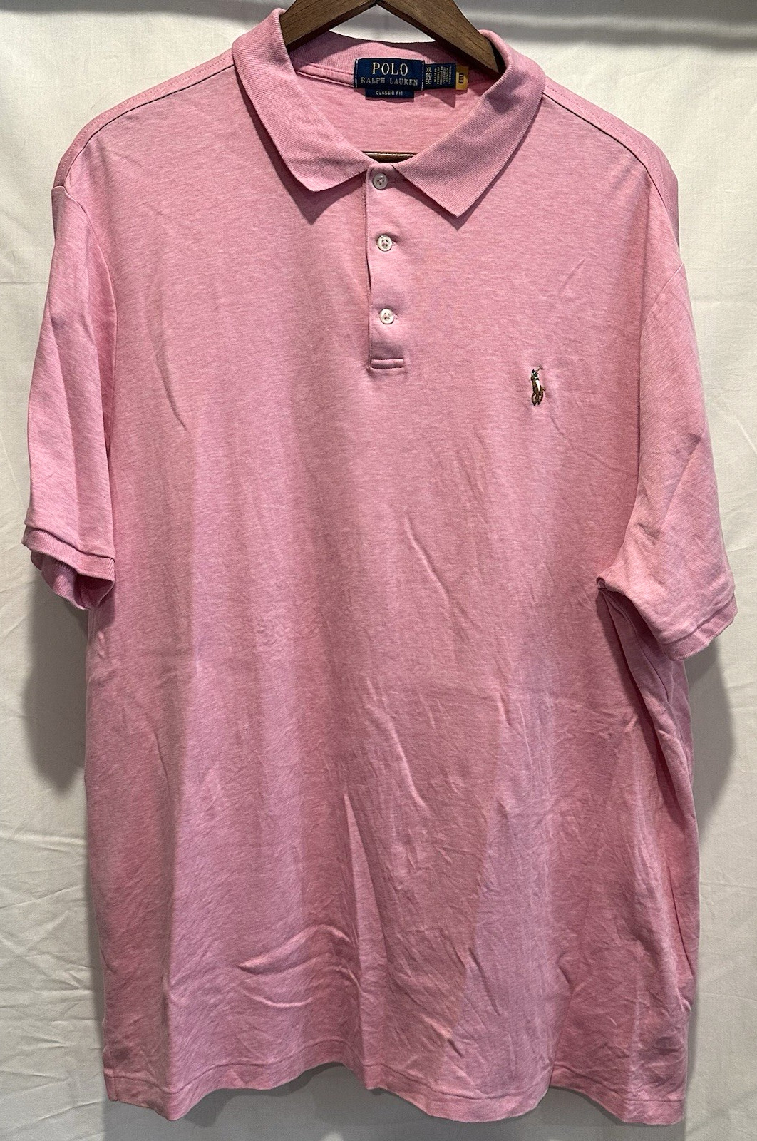 Polo Ralph Lauren Men’s XL Classic Fit Solid Pink Short Sleeve Polo Flesh Pony