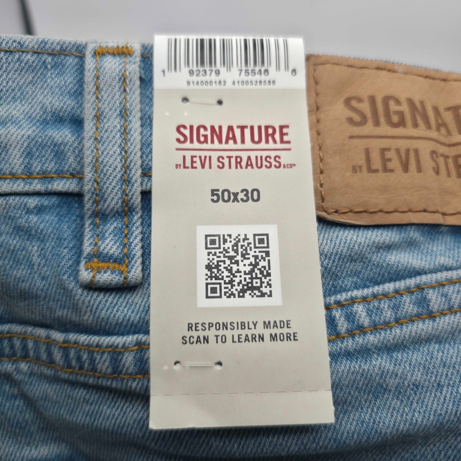 Levi Strauss Signature Regular Fit Jeans Big Tall Mens 50×30 Light Stonewash NWT