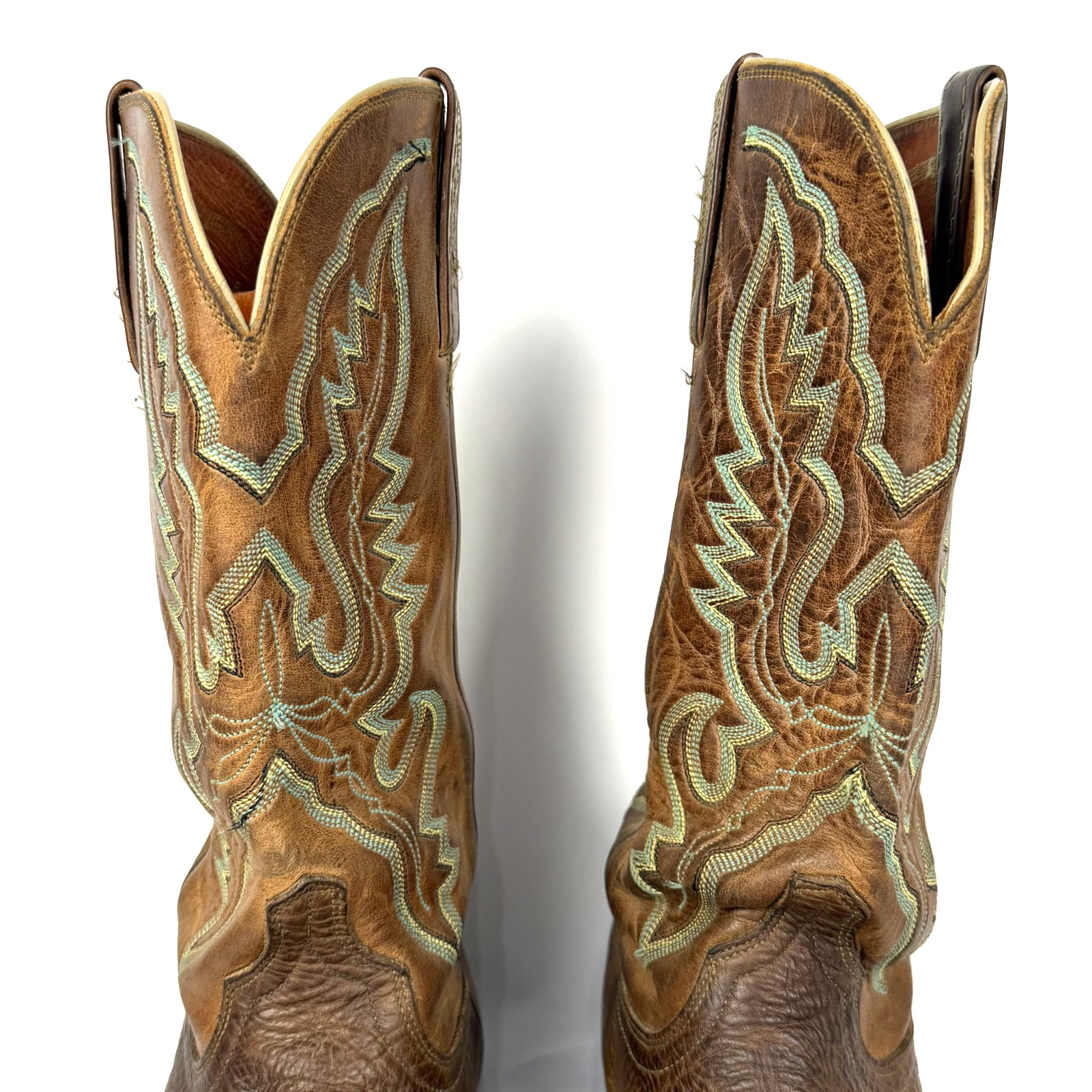 Lucchese 2000 Brown Bullhide Leather Round Toe T3253R Mens Cowboy Boots sz 9.5D