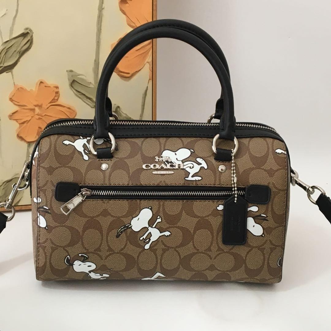 COACH x Peanuts Rowan Satchel In Signature Canvas Snoopy print C4118 outlet New