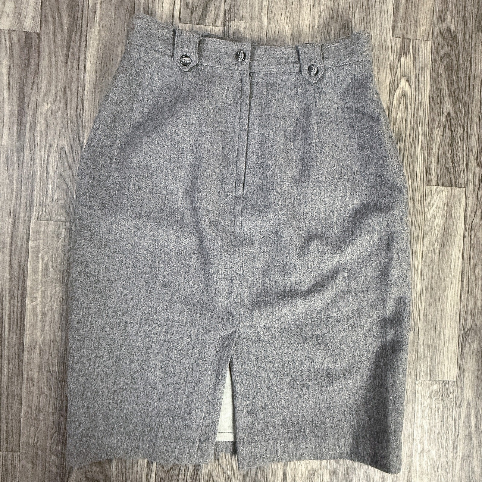 Kelly Harper 100% Wool Gray Pencil Skirt Lined Back Slit Pocket Classic Workwear