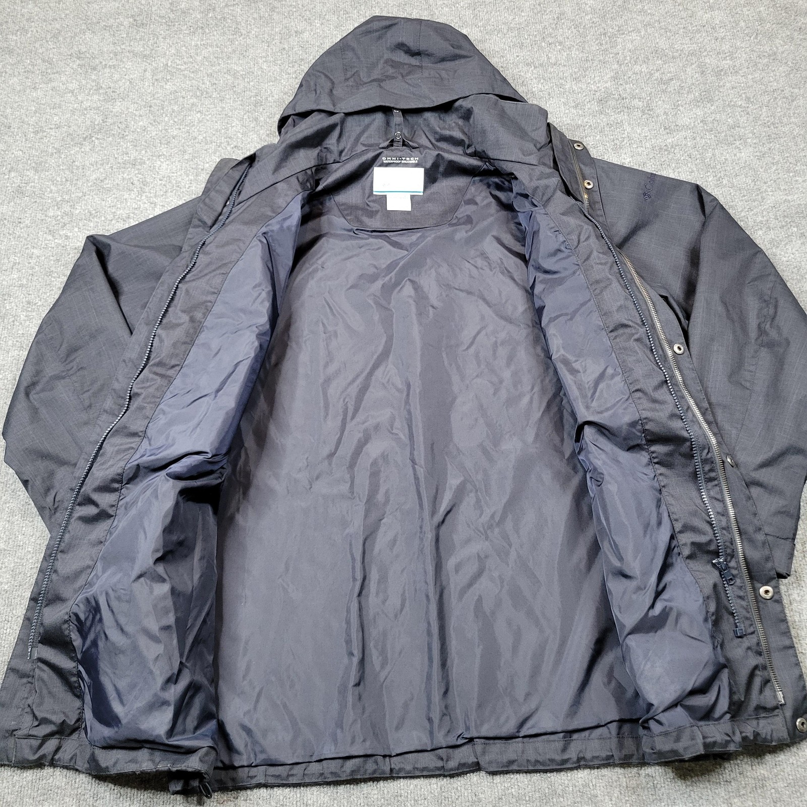 Columbia Jacket Mens Large Blue OmniTech Waterproof Hooded Coat Parka Shell Top