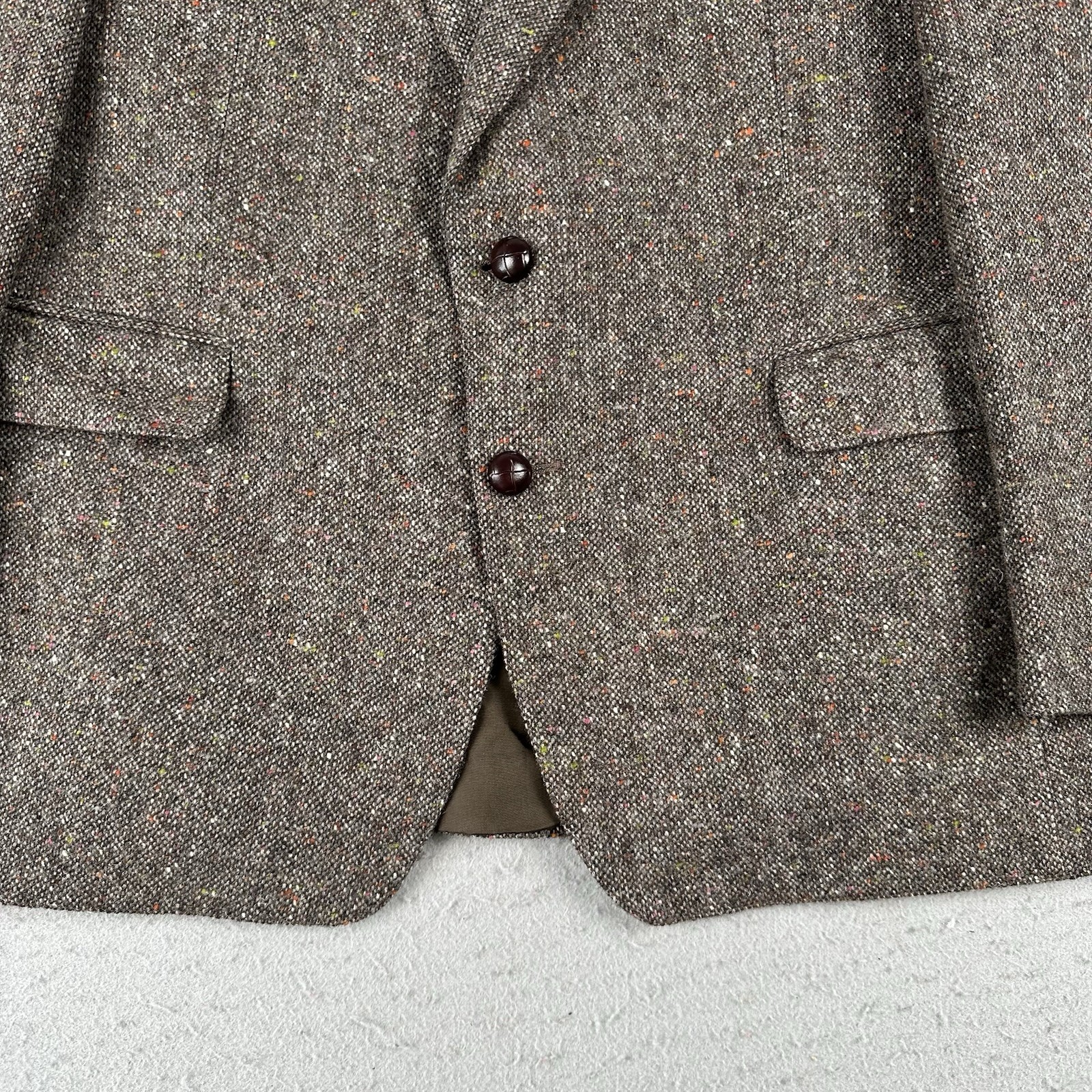 John Molloy Blazer Men’s 40 Long Brown Donegal Tweed Wool Jacket 2 Button