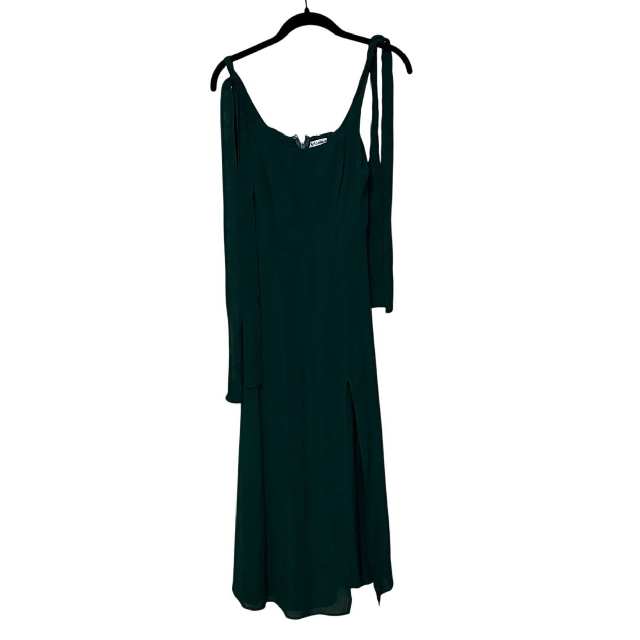 Reformation Emerald Green Twilight Midi Cocktail Slit Dress Size 2