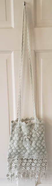 Vintage Magnet Art Lynn Yang Crochet Over Cloth Boho Crossbody Purse