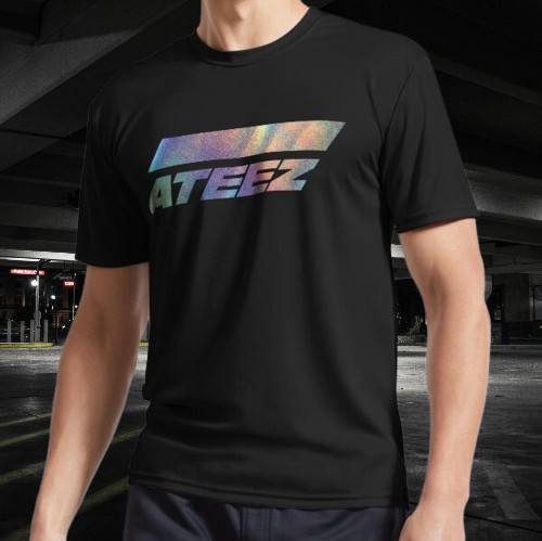 ATEEZ Logo Holographic Style Silver Rainbow t-shirt Funny ALL Size Mode American