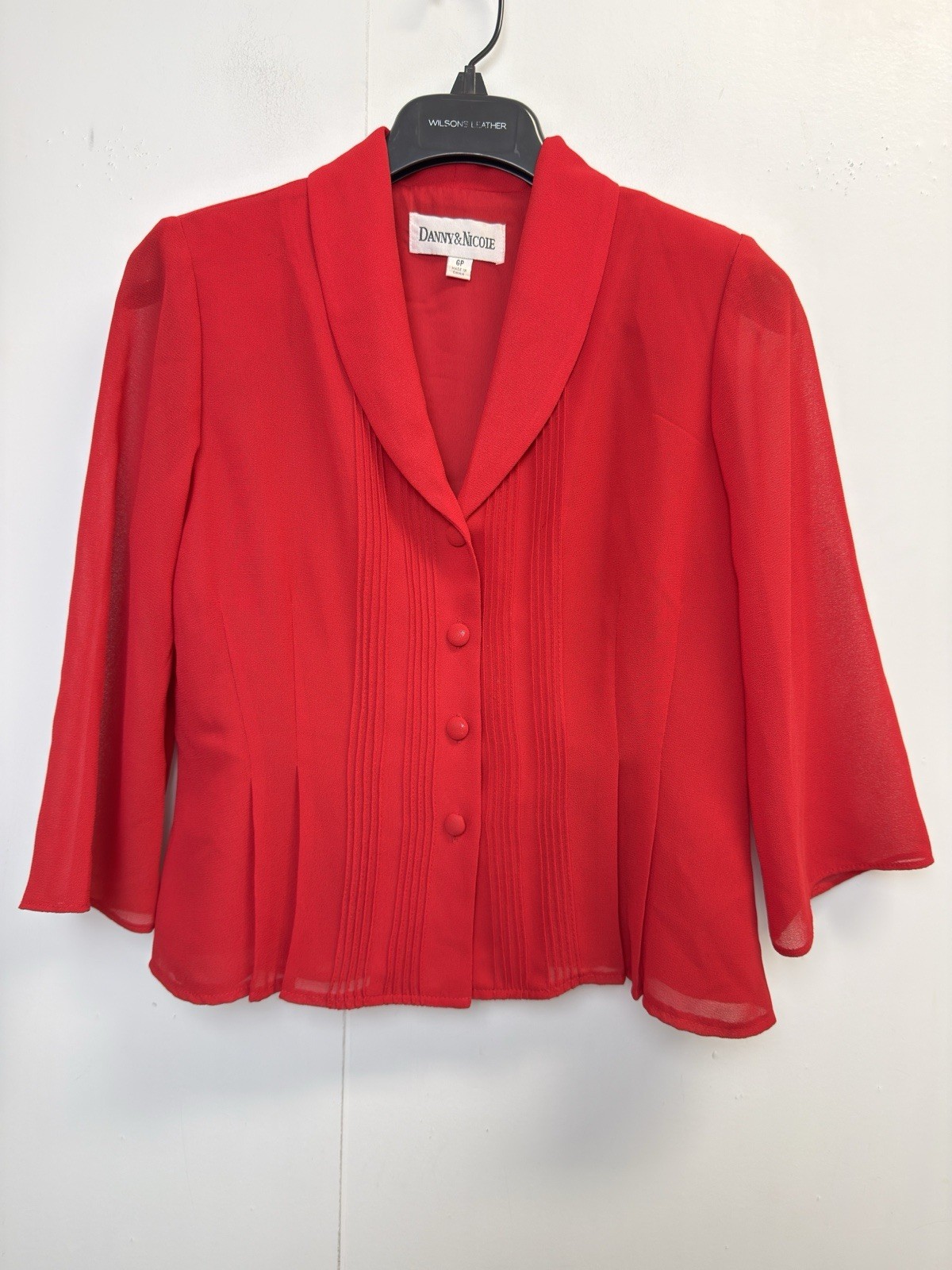 Danny & Nicole 2 Piece Skirt Suit 6P Pleated Career Business Office Dressy Red