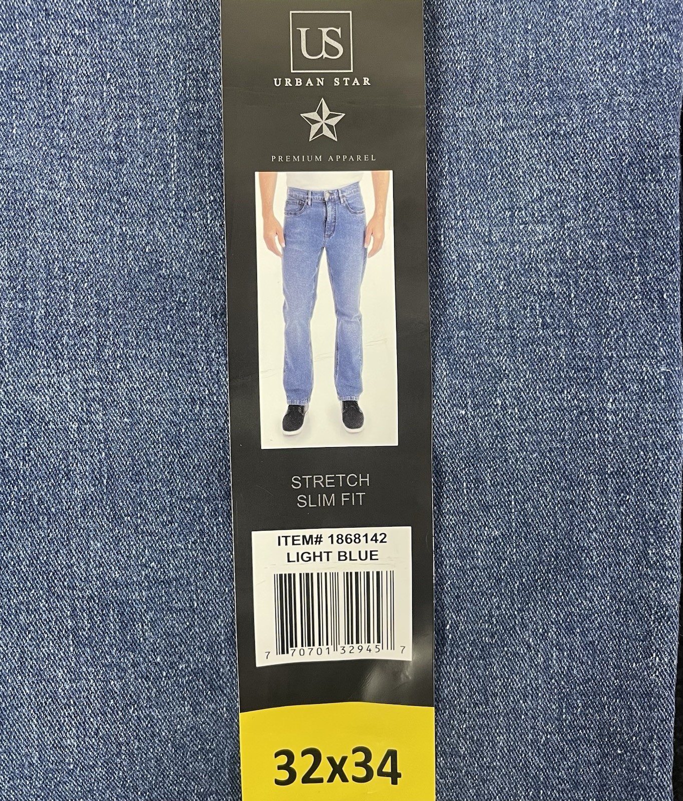 Urban Star Men’s Lot of 2 Stretch Light Blue & Blue Jeans Size 32×34 NWT