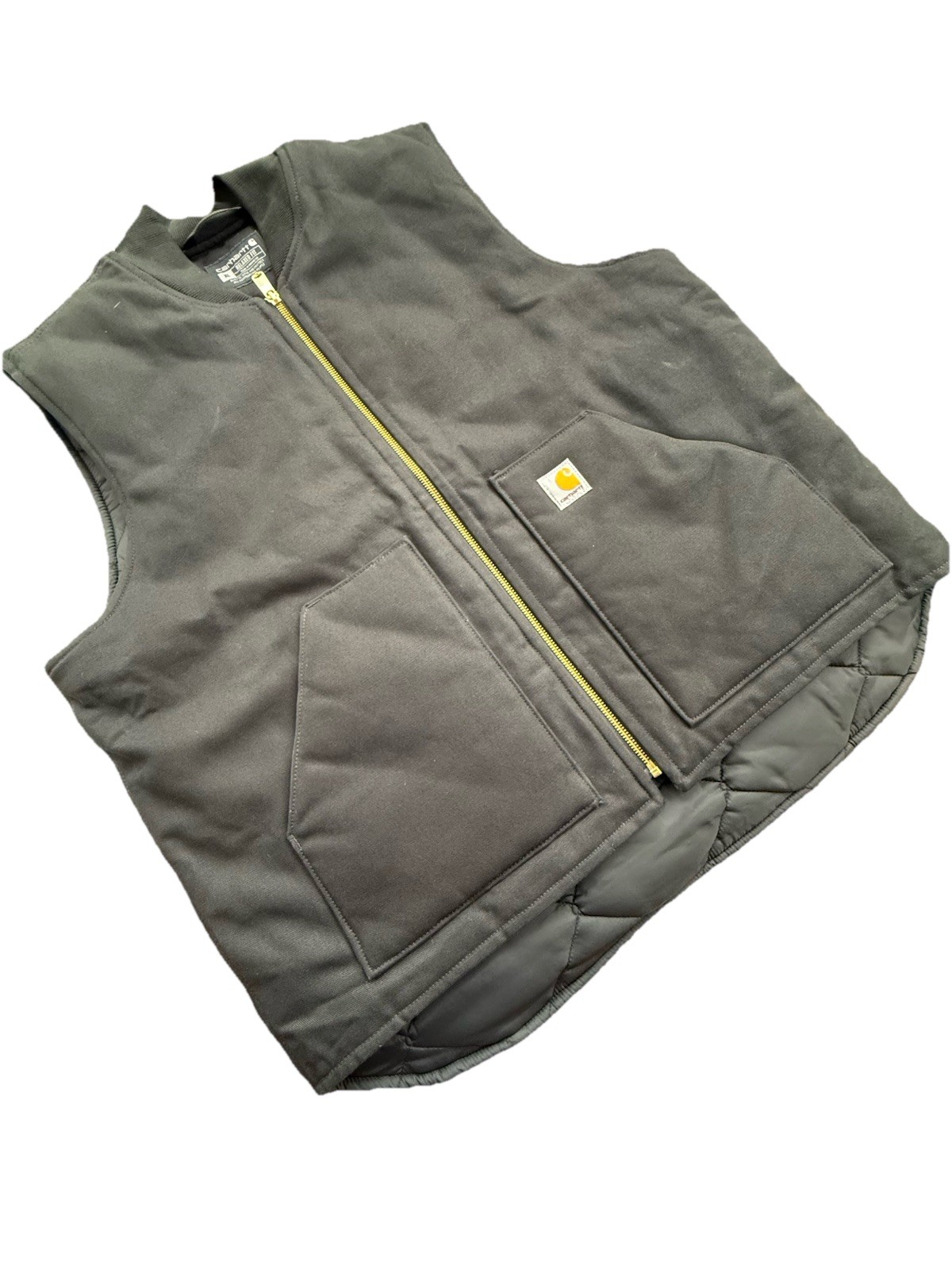 Carhartt Relaxed Fit Duck Vest Black Quilted Lined Workwear XL