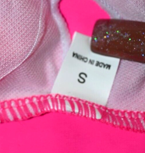 Hot Pink & White Bikini Top Pullover Size S Removable Pads Polyamide & Elasthane