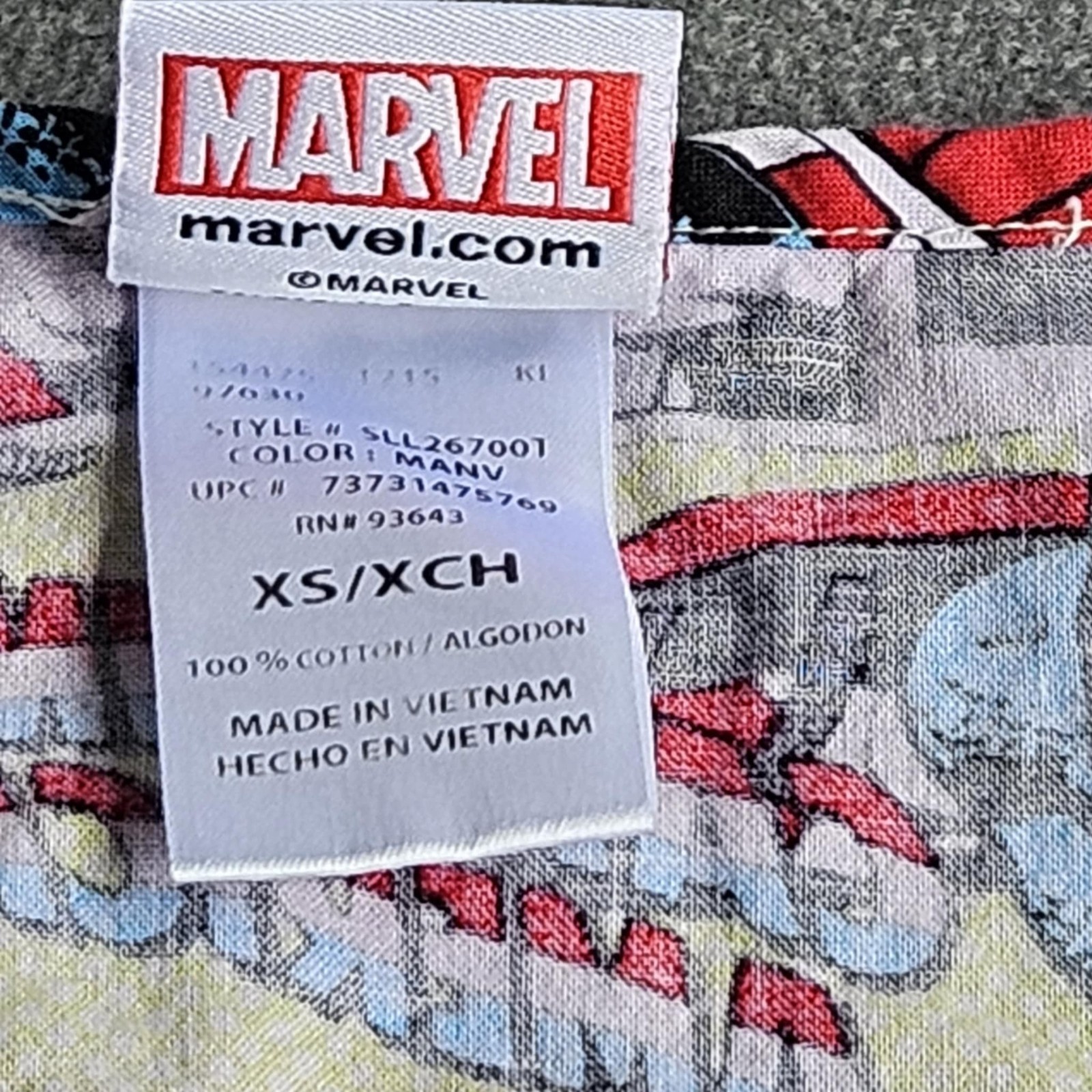 Marvel Universe Shirt XS Multicolor Unisex Top Short Sleeve V Neck
