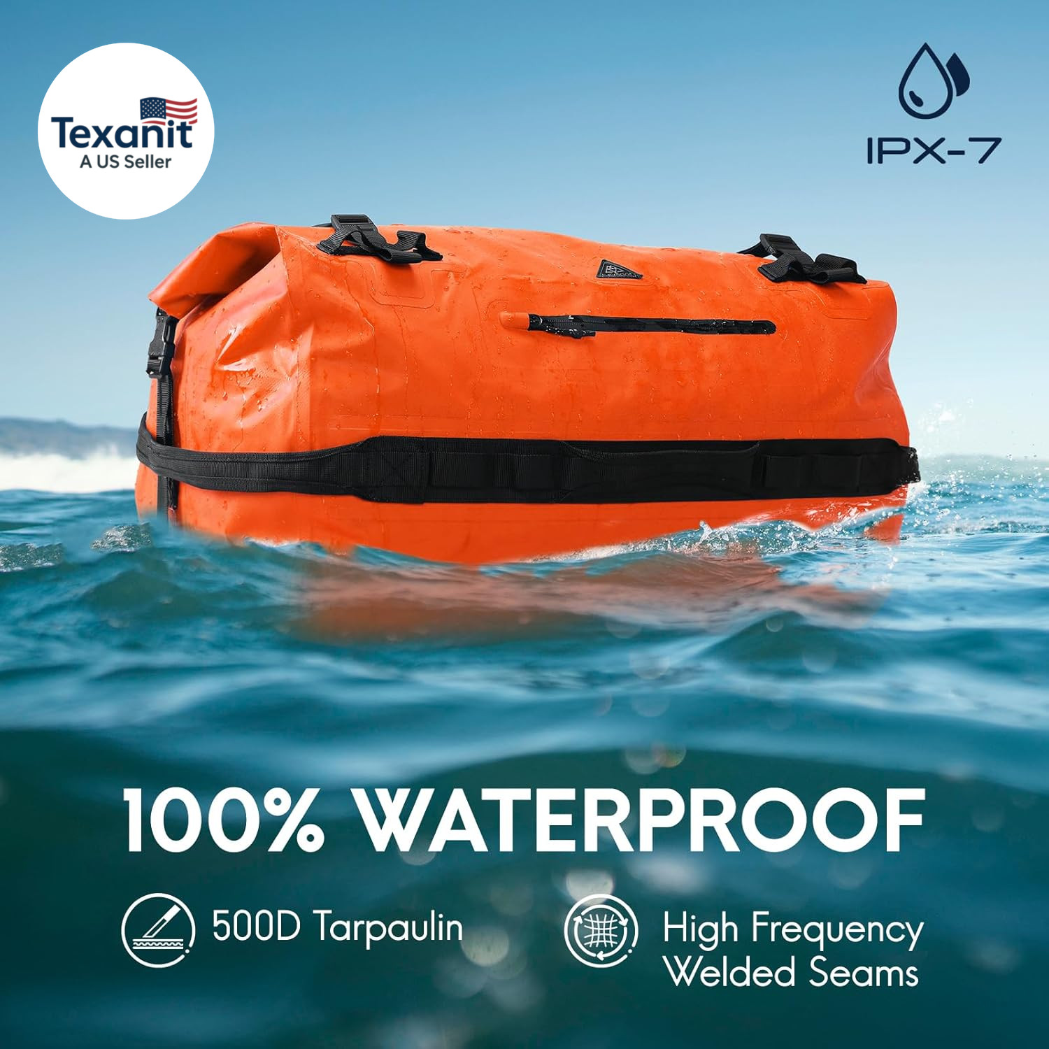 Large Waterproof Duffel Backpack Roll-Top Heavy Duty Dry Duffle Bag for Boating,