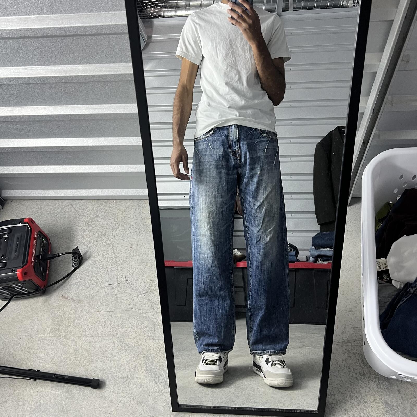 Y2K Basic Code Faded Loose Bootcut Jeans Sz. 32X32 (Fit 32X30) Whisker Baggy