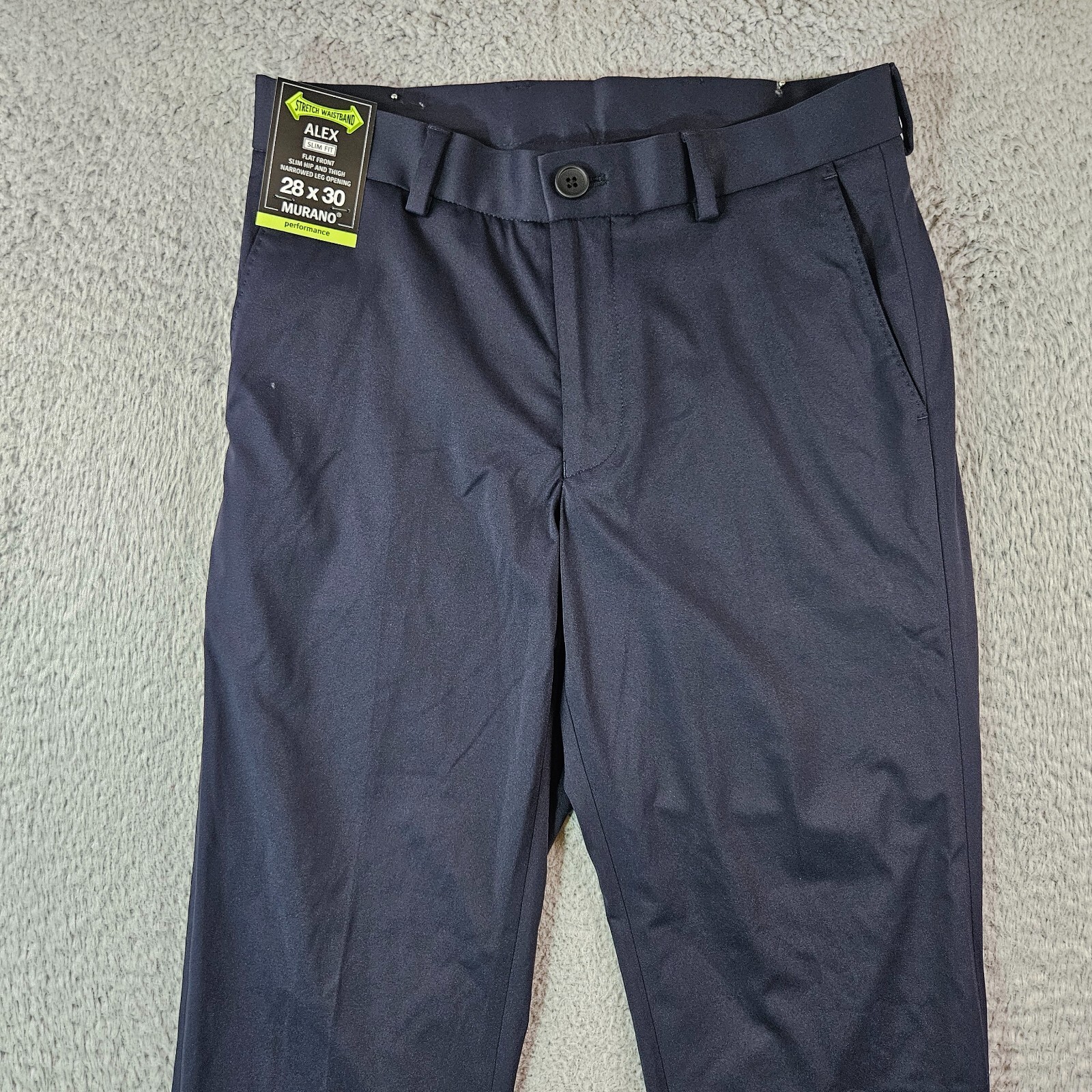 $69 NWT Murano ALEX Dress Pants Men 28×30 – Slim Fit Performance Flat Front Navy