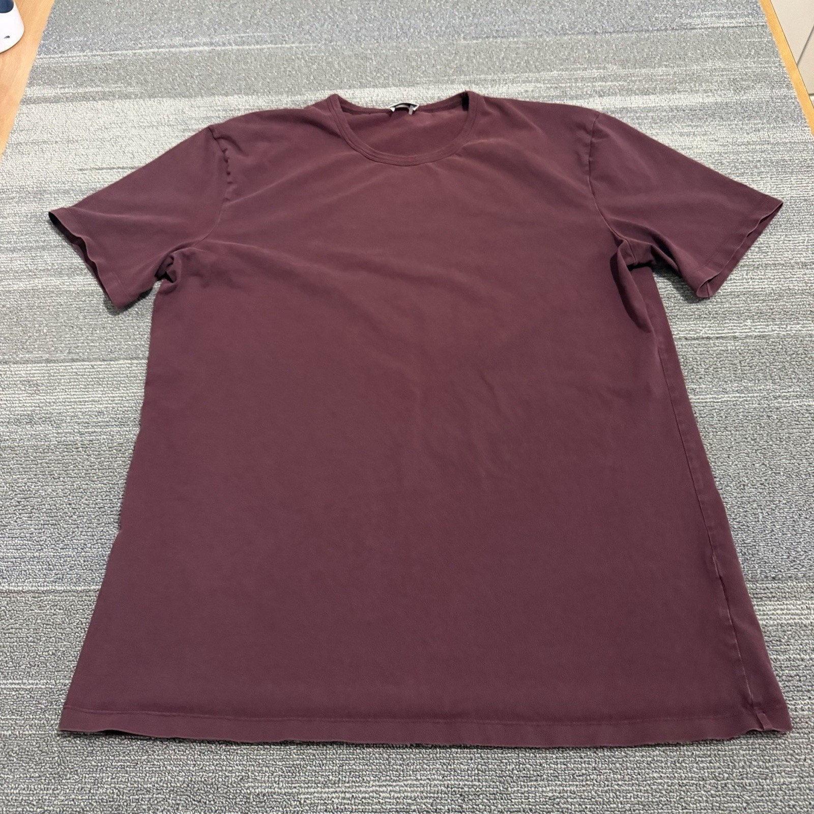 Asket Shirt Mens Extra Large Long Burgundy Organic Cotton Crewneck The T Shirt*
