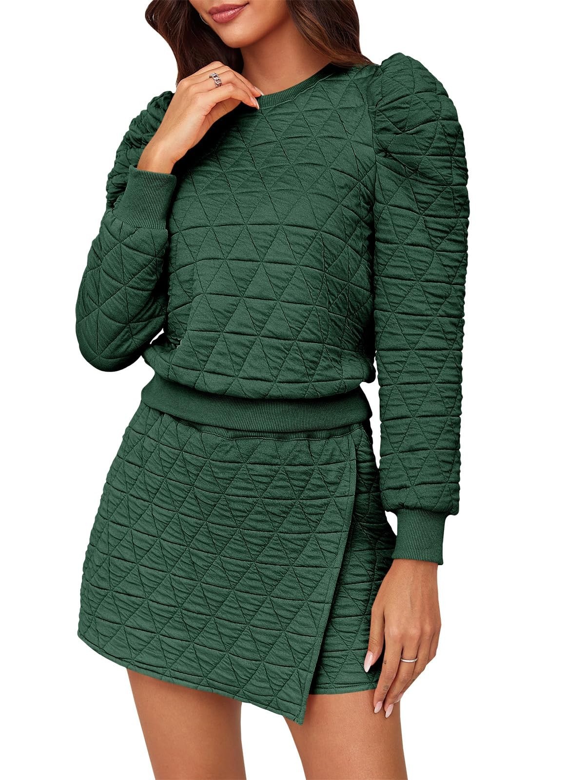 Fisoew Women’s 2 Piece Lounge Wear Set Long Sleeve Argyle Sweatshirts And Wrap