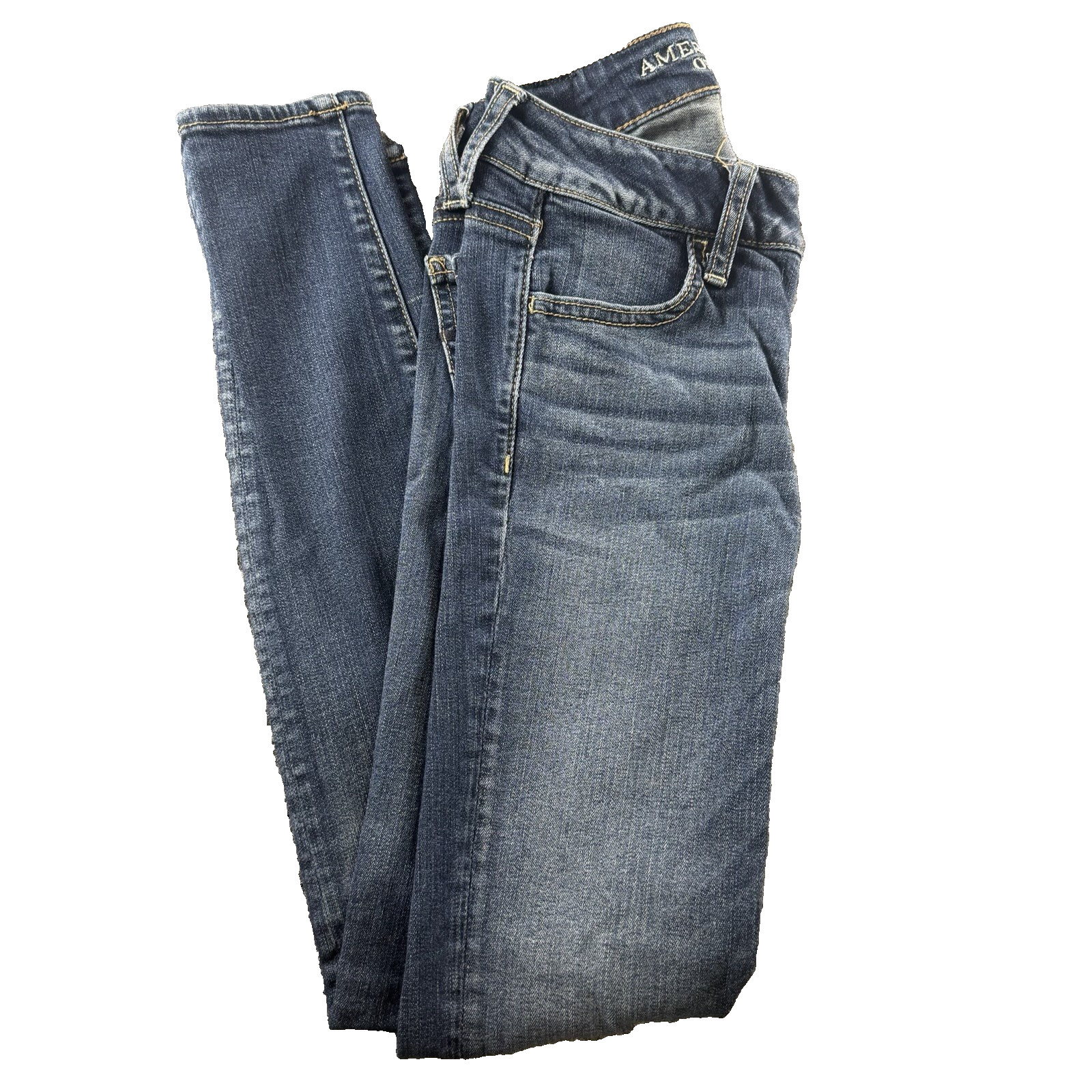American Eagle Women’s Classic Blue Med Wash Super Low Rise Jegging Size 0